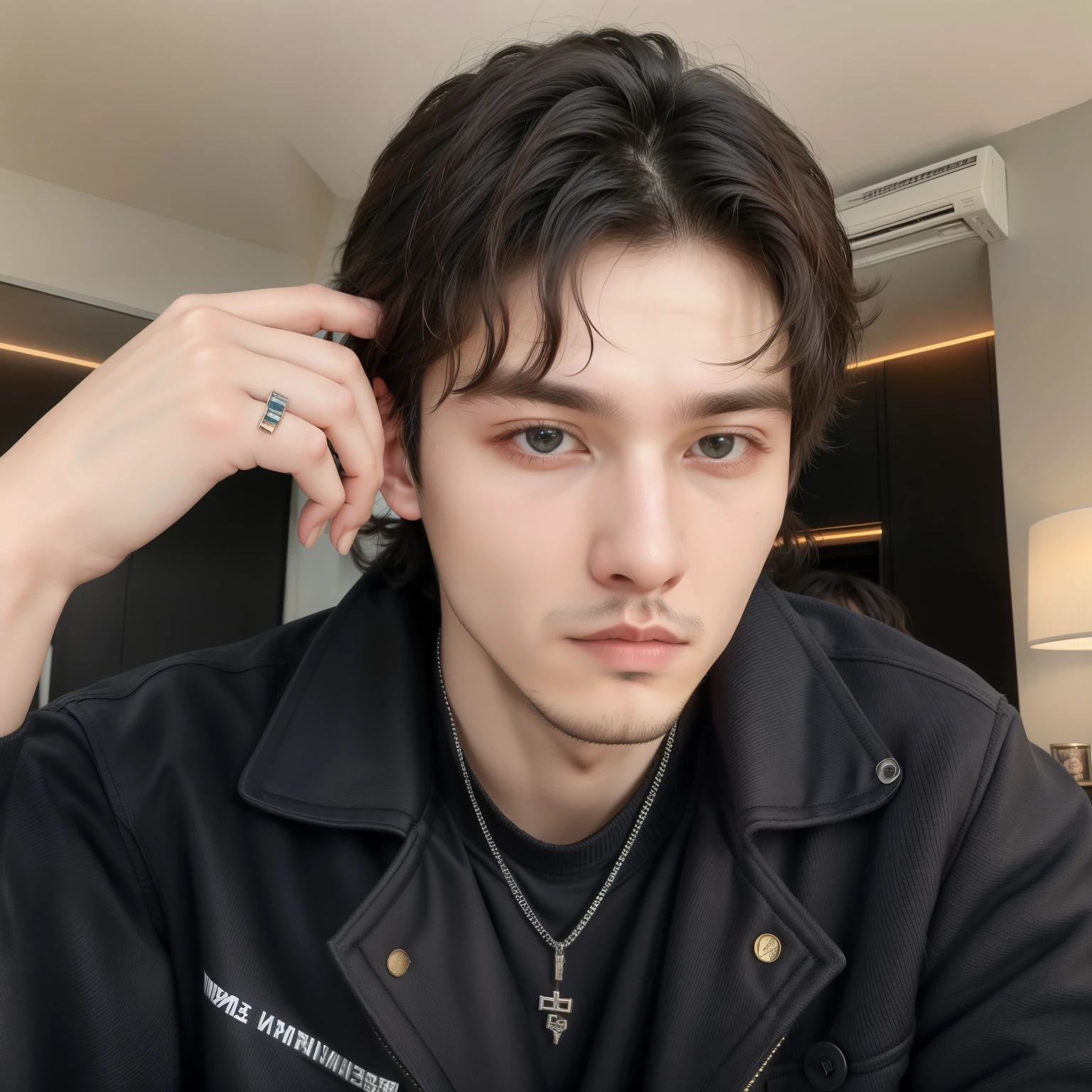 Hombre arafed con una chaqueta negra y un anillo en la cabeza., cai xukun, vitaly bugarov, de acuerdo con usted, estilo de anton fadeev, daniil kudriavtsev, estilo de ilya kushinov, andrei riabovitchevich, maxim sukharev, taken in the early 2020s