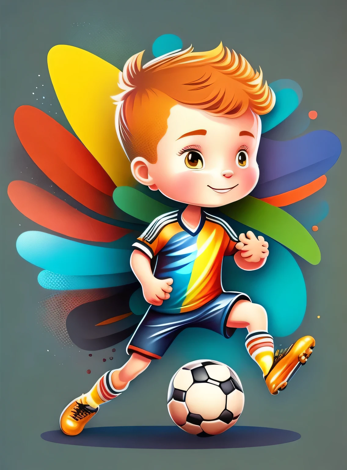 the colorida abstract of cute  football player boy, (colorida,altamente detalhado,arte vetorial)