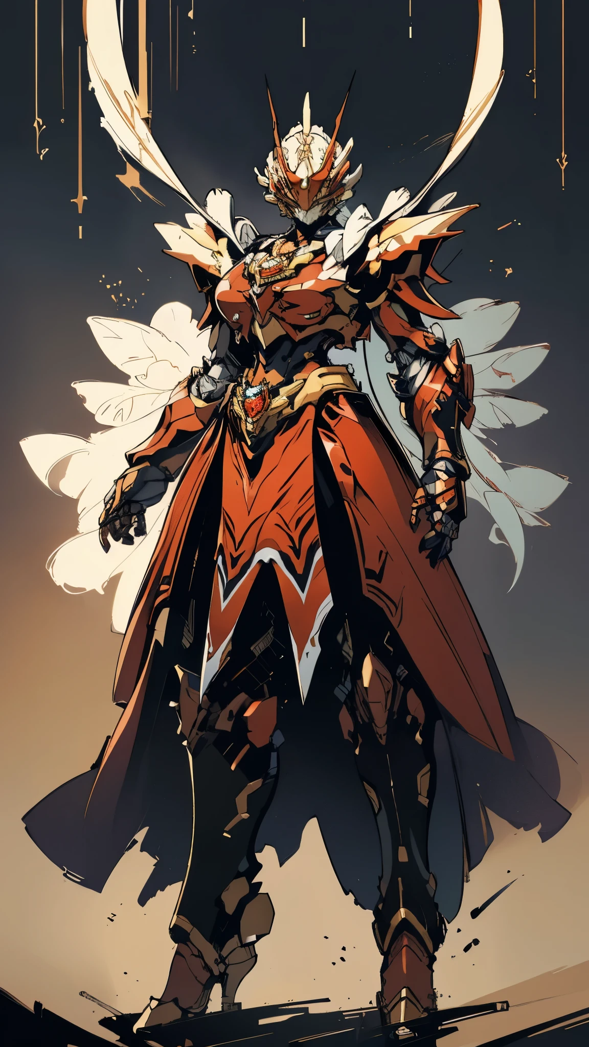 A woman adorned in fantasy-style full-body armor, a crown-concept fully enclosed helmet that unveils only her eyes, a composite layered chest plate, fully encompassing shoulder and hand guards, a lightweight waist armor, form-fitting shin guards, the overall design is heavy-duty yet flexible, (the armor gleams with a golden glow, complemented by red and blue accents), exhibiting a noble aura, she floats above a fantasy-surreal high-tech city, this character embodies a finely crafted fantasy-surreal style armored hero in anime style, exquisite and mature manga art style, (mixture of Queen bee and Spider concept Armor, plasma), ((Element, elegant, goddess, femminine:1.5)), metallic, high definition, best quality, highres, ultra-detailed, ultra-fine painting, extremely delicate, professional, anatomically correct, symmetrical face, extremely detailed eyes and face, high quality eyes, creativity, RAW photo, UHD, 32k, Natural light, cinematic lighting, masterpiece-anatomy-perfect, masterpiece:1.5