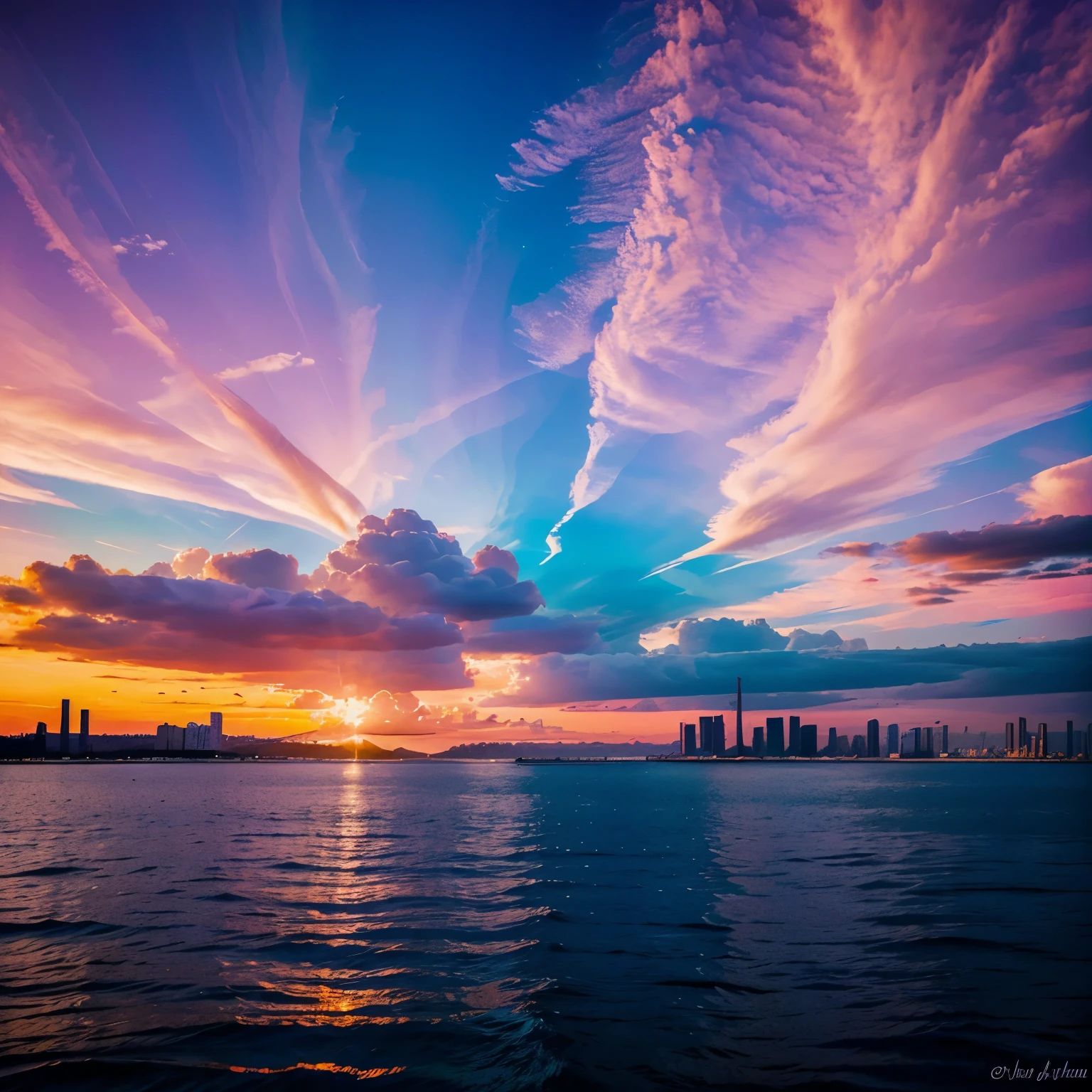 Abstract art looking like a painting of a view of a colorful sky