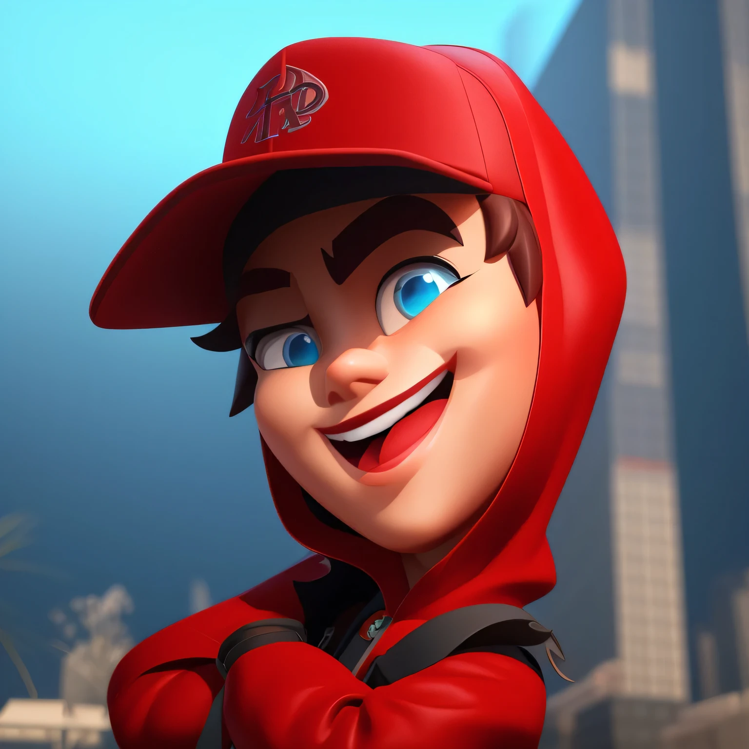A close-up of a cartoon character in a baseball cap, 3D estilizado, estilo de arte de desenho animado, estilo de arte dos desenhos animados, personagem de perto, cartoon style illustration, Stylized 3D rendering, sombreador de desenho animado, Arte de personagem 3D, High detail iconic character, Stylized 3D rendering, arte digital estilizada, foto do perfil 1024px