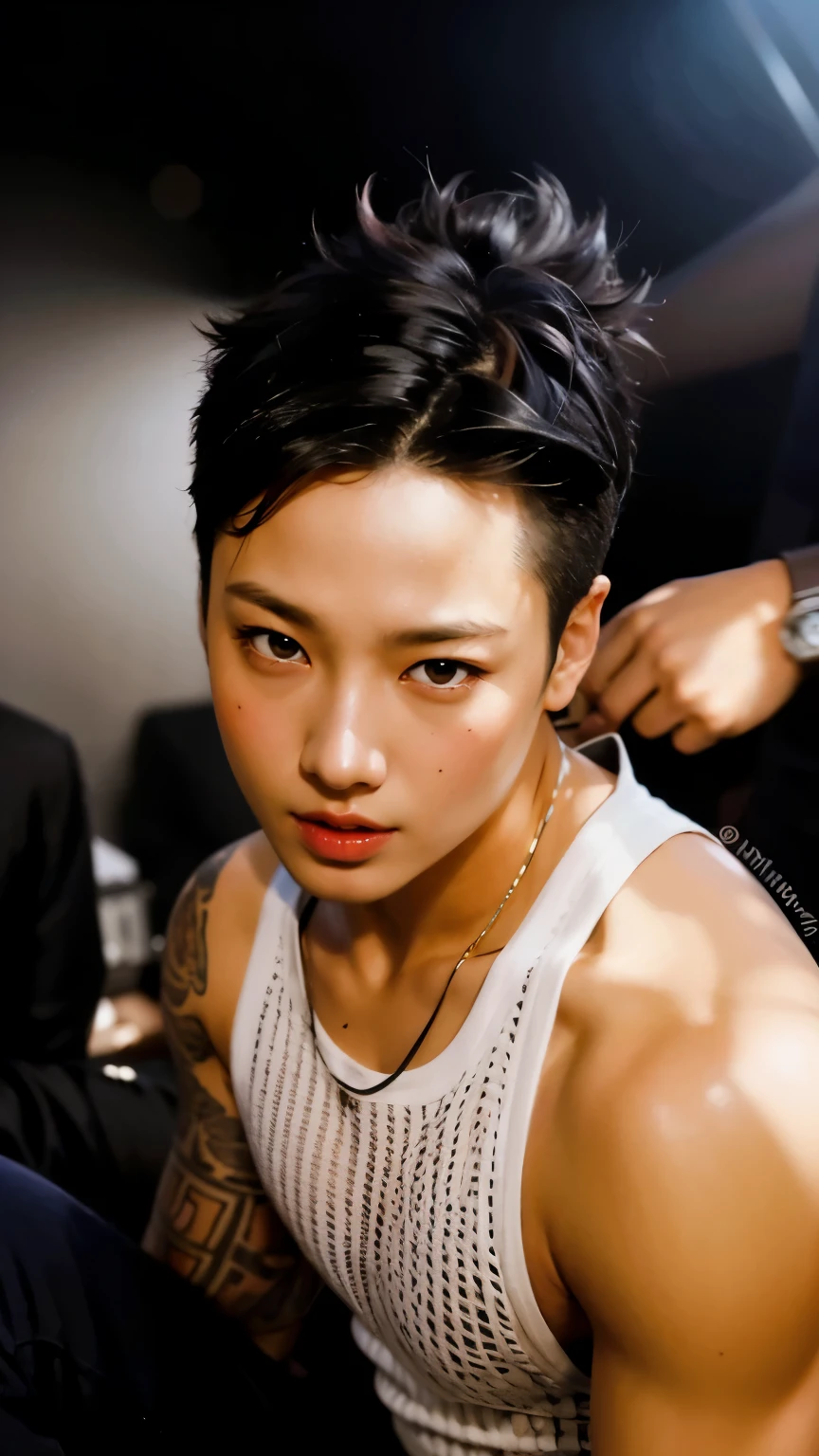 The prompt for generating an image of "Jungkook BTS" could be:
jungkook bts, professional portrait, detailed eyes and face, charming smile, expressive pose, studio lighting, vivid colors, highres(m), photorealistic, stylish outfit, confident gaze, flawless skin, stylish hairstyle, powerful stage presence, charismatic personality, artistic rendering, dynamic composition, dramatic lighting, intense atmosphere, energetic performance, passionate expressions, monochrome color palette, sharp focus, edgy background, dynamic poses, sleek and modern style, intense gaze, captivating stage presence, electrifying energy, stylish and trendy, dramatic shadows, innovative visual effects.