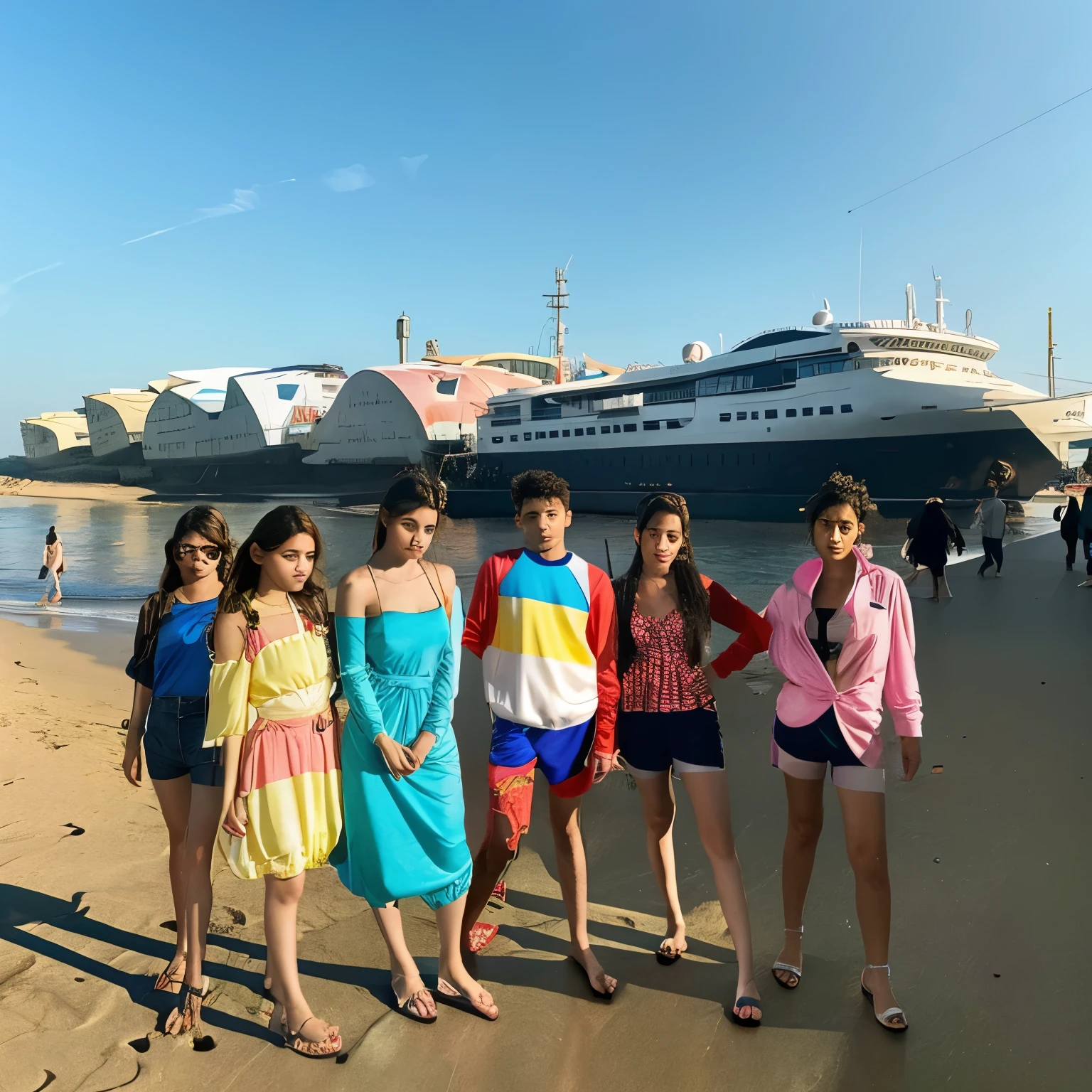 de 13 anos super realista sem erros na praia com roupas curtas e apertadas