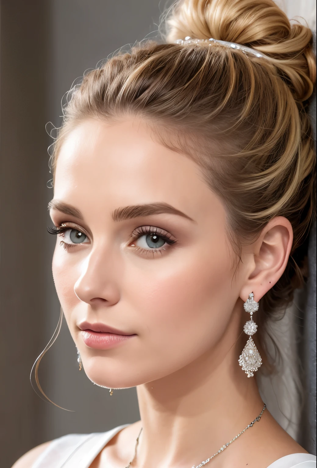 (chef-d&#39;artwork, best quality), intricate details, realistic, photorealistic, a close up of a womand&#39;oreilles, inspired by Emma Andijewska, draped with crystals, couleur argent, long boucle d&#39;oreilles, Sandra Chevier, huge boucle d&#39;oreilles, 2019, aux yeux bleus, bijoux en platine, boucle d&#39;oreille, structure impeccable, silver boucle d&#39;oreille,  
