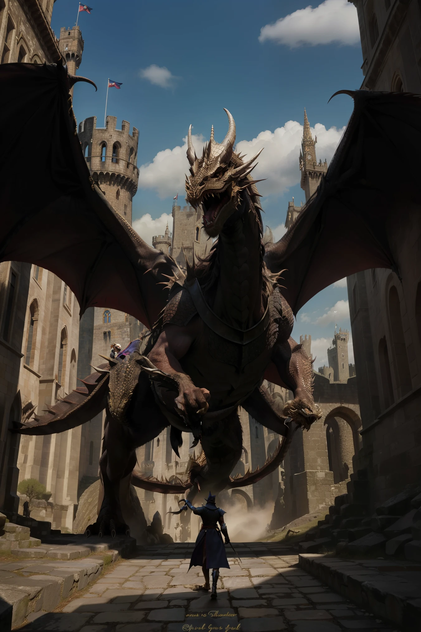 Man riding a dragon