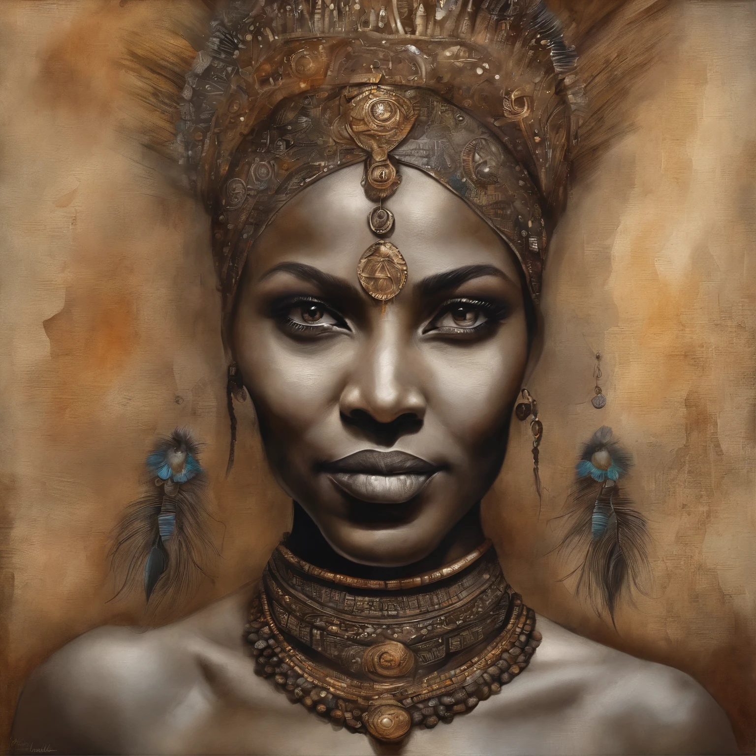 Best quality, Masterpiece, 超高分辨率, (photograph realistic:1.4),brown skinned Indian cybernetic humanoid goddess ,surrealism, Dream-like, fusionart, Indian goddess mystical humanoids, dark ethereal magic, humanoid dream control, cybernetic stealth, shadow step, dark machine spells, crystal razor blad
