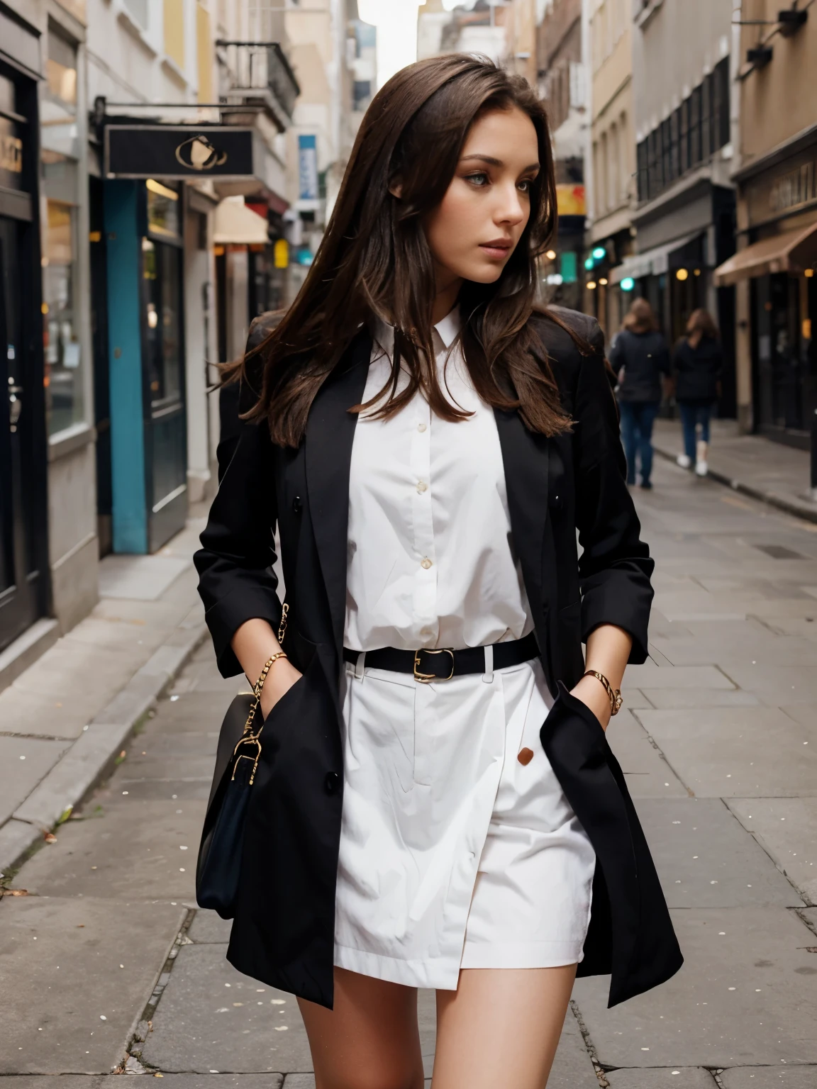 A pretty brunette dressed in fashion 