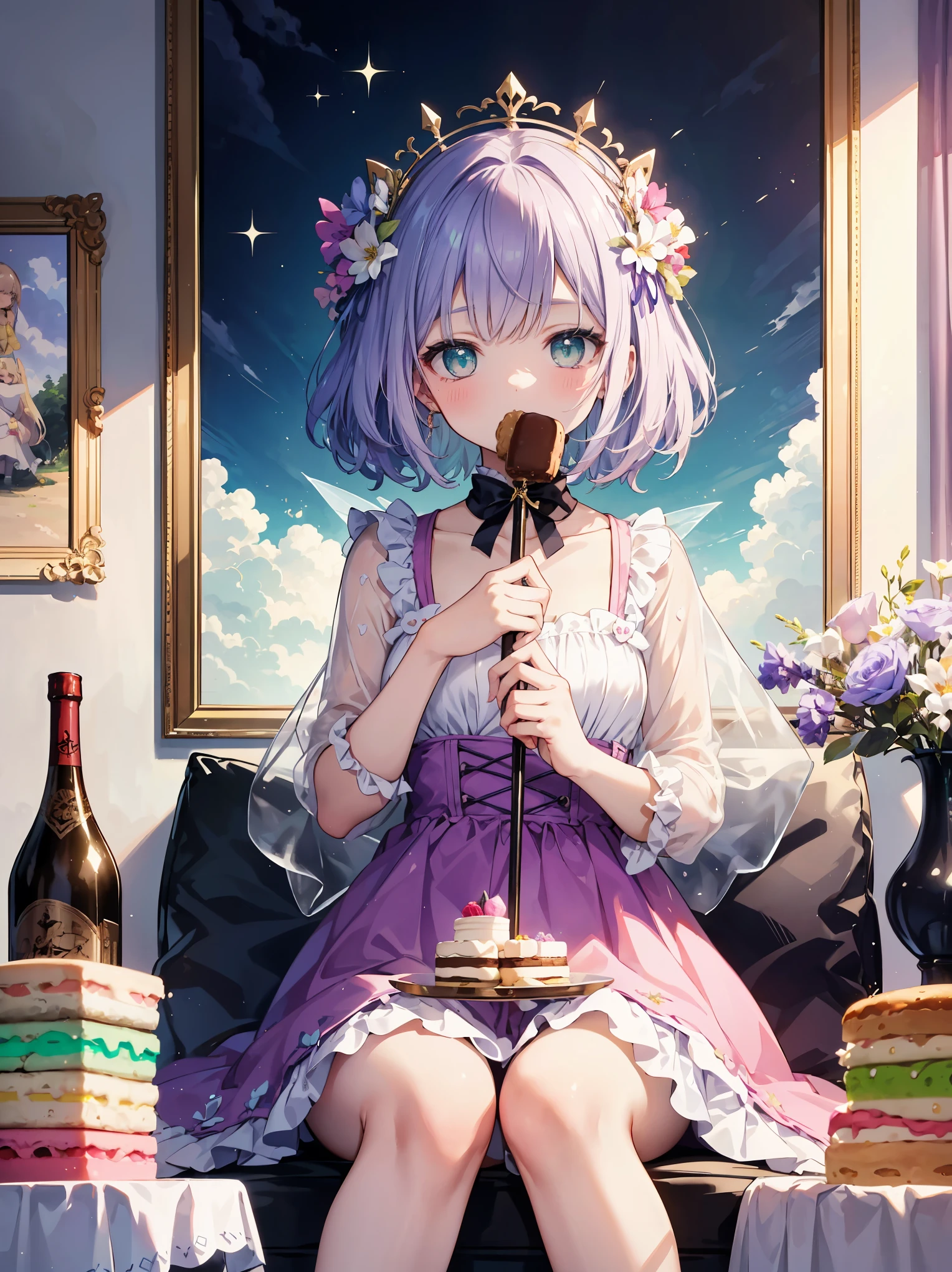 ((masterpiece)), ((top quality)), (super detailed), ((cute)), cute, (lovely), ((unbelievably super cute)), ((very detailed)), 4k, (8k), top quality, 

Guidelines for creating illustrations that express a "dreamy cute" worldview.

Theme:.

Dreamy fairy-tale world
Sweet and romantic atmosphere
Expressing a girl's longing
Elements: 1.

1. colors: pastel colors: pink, light blue, lavender, mint green, etc.

Pastel colors: pink, light blue, lavender, mint green, etc.
Light shades: white, beige, cream, etc.
Sparkling elements: gold, silver, pearls, etc.
2. motifs: animals

Animals: rabbits, cats, bears, unicorns, etc.
Sweets: cakes, macaroons, ice cream, etc.
Magic items: walking sticks, tiaras, magic wands, etc.
Flowers: roses, ranunculus, violets, etc.
3. composition

Dreamy landscape: above the clouds, rainbow, castle, etc.
Girl in the center: sitting, standing, playing, etc.
Painted with animals or sweets
Fairy-tale accessories: hearts, stars, ribbons, etc.
4. tastes: soft line drawings

Soft line drawings
Delicate depiction
Rounded forms
Watercolor, pastel-like texture
Generated example: A girl in a pink dress on a cloud with a rabbit and a macaron.

Above the clouds, a girl in a pink dress is holding a rabbit and macaroons
Girl on unicorn flying toward rainbow against lavender sky
In a mint green castle, a girl is making a cake with a magic stick
In a white room decorated with lace and ribbons, a girl is having a tea party.