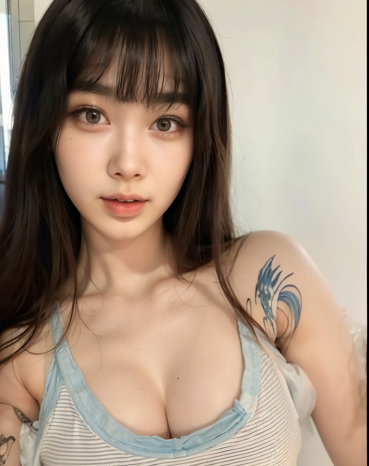 mulher Asian arafada com longos cabelos pretos e blusa azul, beautiful  Asian, 🤤 retrato de ,  coreana,  Asian, deusa japonesa, beautiful chinese model, young pale and beautiful asian face, garota cara fofa, hyperdetailed asian, shikami, características Asians, Linda jovem coreana, belo corpo e rosto detalhados, Engraving realistic young idol