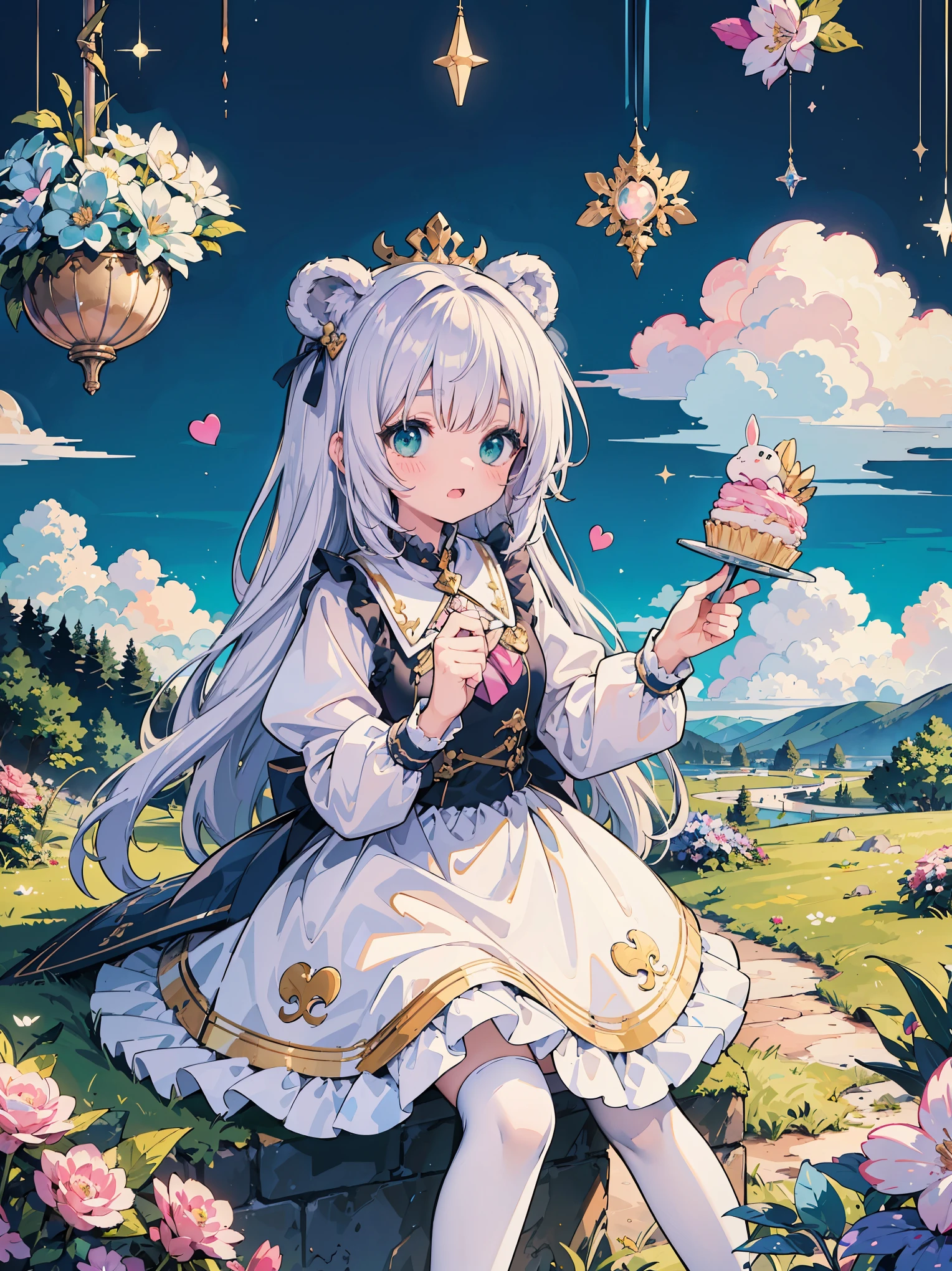 ((masterpiece)), ((top quality)), (super detailed), ((cute)), cute, (lovely), ((unbelievably super cute)), ((very detailed)), 4k, (8k), top quality,
Guidelines for creating illustrations that express a "dreamy cute" worldview.
Theme:.
Dreamy fairy-tale world
Sweet and romantic atmosphere
Expressing a girl's longing
Elements: 1.
1. colors: pastel colors: pink, light blue, lavender, mint green, etc.
Pastel colors: pink, light blue, lavender, mint green, etc.
Light shades: white, beige, cream, etc.
Sparkling elements: gold, silver, pearls, etc.
2. motifs: animals
Animals: rabbits, cats, bears, unicorns, etc.
Sweets: cakes, macaroons, ice cream, etc.
Magic items: walking sticks, tiaras, magic wands, etc.
Flowers: roses, ranunculus, violets, etc.
3. composition
Dreamy landscape: above the clouds, rainbow, castle, etc.
Girl in the center: sitting, standing, playing, etc.
Painted with animals or sweets
Fairy-tale accessories: hearts, stars, ribbons, etc.
4. tastes: soft line drawings
Soft line drawings
Delicate depiction
Rounded forms
Watercolor, pastel-like texture
Generated example: A girl in a pink dress on a cloud with a rabbit and a macaron.
Above the clouds, a girl in a pink dress is holding a rabbit and macaroons
Girl on unicorn flying toward rainbow against lavender sky
In a mint green castle, a girl is making a cake with a magic stick
In a white room decorated with lace and ribbons, a girl is having a tea party.