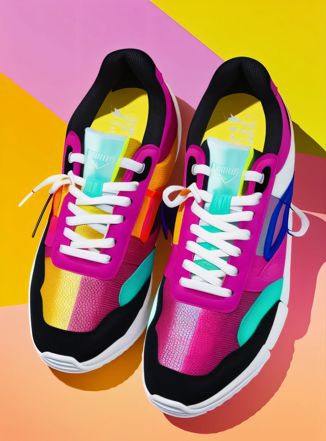 the colorida abstract of sneakers, flores, fundo de itens de garagem, (colorida, altamente detalhado, arte vetorial) Cores pastel