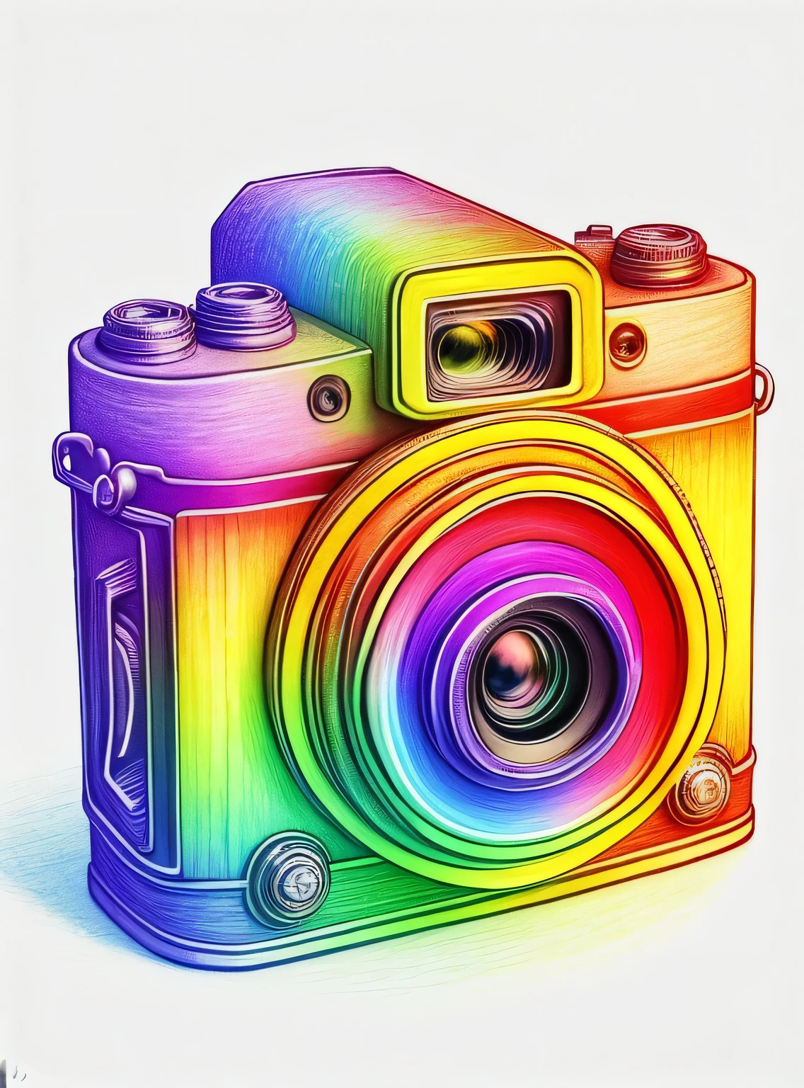 RainbowPencilRockAI camera with flowers