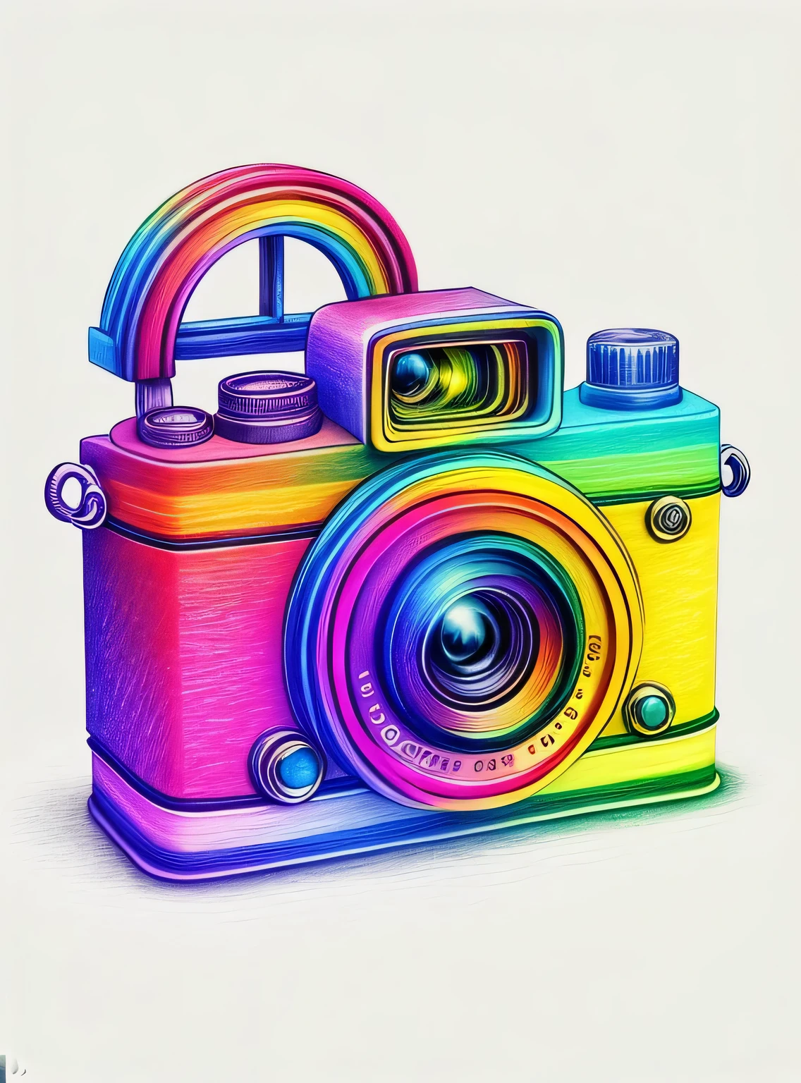 RainbowPencilRockAI camera with flowers