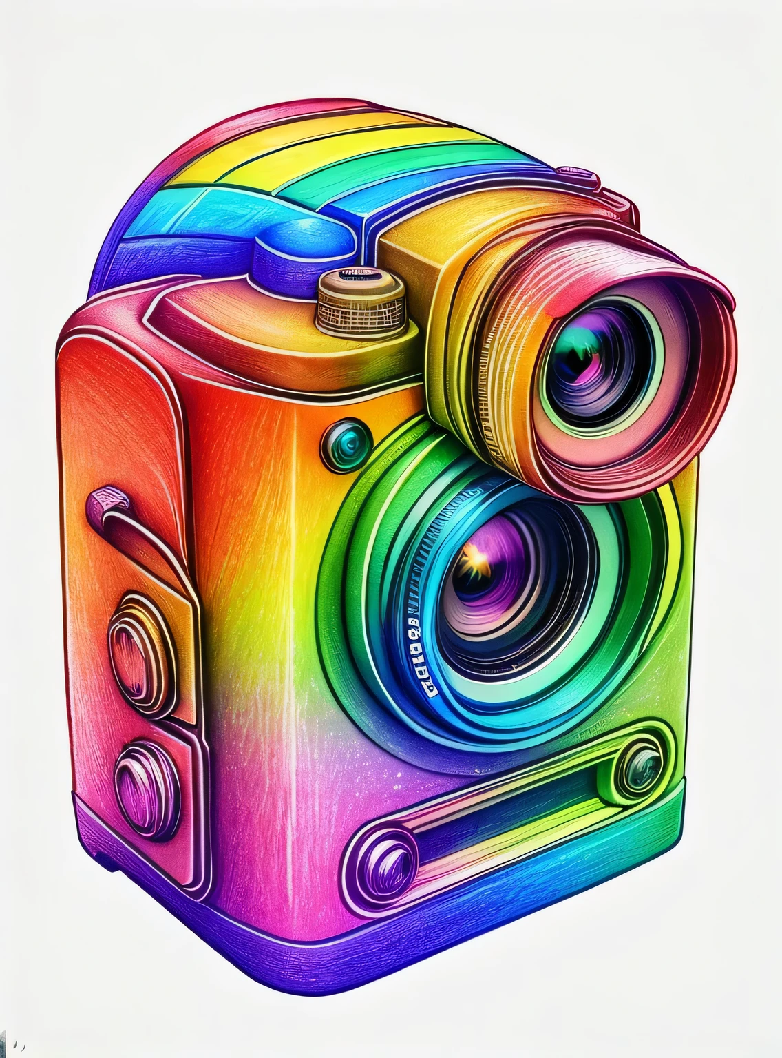 RainbowPencilRockAI camera with flowers