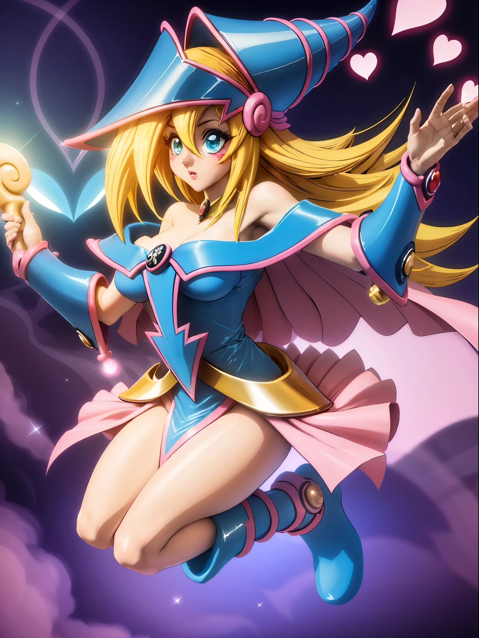 Dark magician gils. Leaving a magic circle. Magia de corazones en el aire.