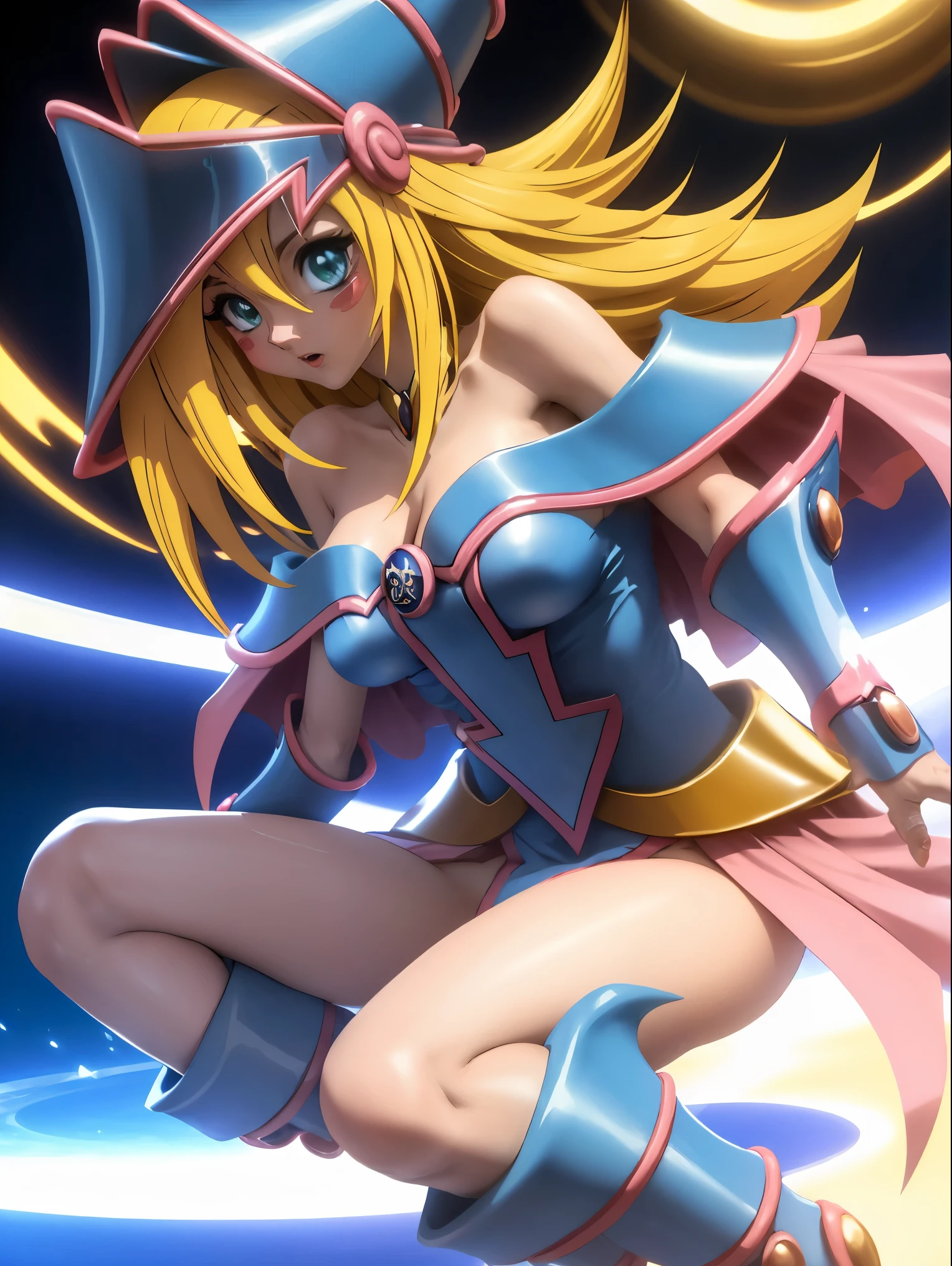 Dark magician gils. Leaving a magic circle. Magia de corazones en el aire.