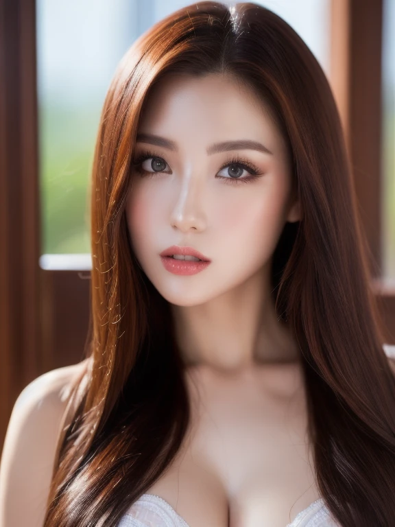 (realistic、masterpiece、Best Quality、8K、highres、high resolution:1.3)、1 girl、Big breasts、white bikini、looking at viewers、super fine face and eyes、long hair、 upper body、