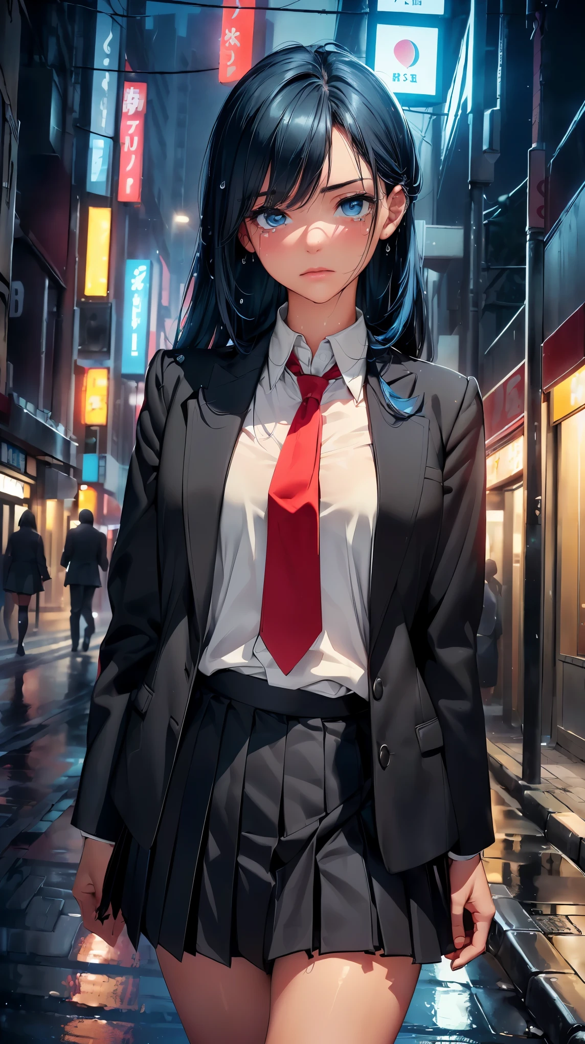(8K, RAW photo, 最high quality, masterpiece:1.2), High-definition RAW color photo, professional photography, concept art, (((1人のlikeい女性))), (sharp features), (small face), (high detail skin:1.2), clavicle, cute face, beautiful appearance, beautiful eyelashes, (blonde, blue colored eyes, long hair), (beautiful breasts), (slim body shape:1.4), Highly detailed face and skin texture, detailed eyes, double eyelid, ((bright yellow flower field;1.2,  blossom field, Beautiful high school girl running through a flower field)), wood々Soft sunlight shining through, Delicate petals dancing in the breeze, Natural beauty in full bloom, soft blue sky, A gentle shadow that emits an elegant shine, Dew drops shining on various petals, flowing, Elegant movement, (Put your hands behind your body:1.5), (((Joyful expression, smile:1.2, open your mouth and laugh))), dreamy atmosphere, ((, private high school uniform, white shirt and green tie, orange pleated skirt:1.5)), Clothes fluttering in the refreshing breeze, dynamic motion blur effect, like々new energy, beautiful skin, shiny skin, (((perfect fingers, five fingers, anatomically correct))), background bokeh, high quality, bright colors, ((award winning photography, Realistic light and shadow with attention to detail)), Immersive 3D rendering, Professional 3D artistry,