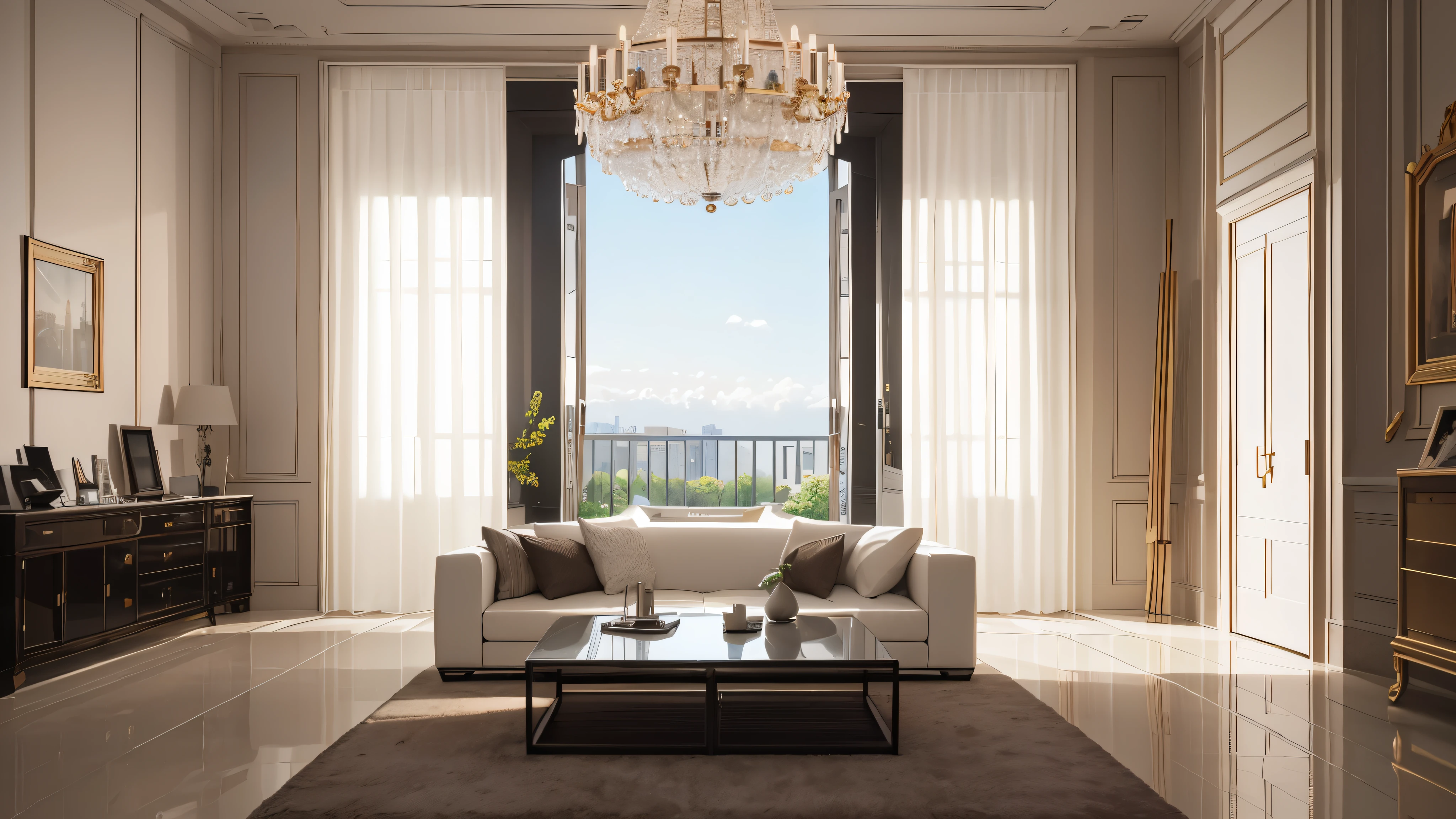 you are a famous interior designer、I was asked to create a 3D image of a large modern room.。. Create a harmonious environment with modern and minimalist furniture. Including garden interior.