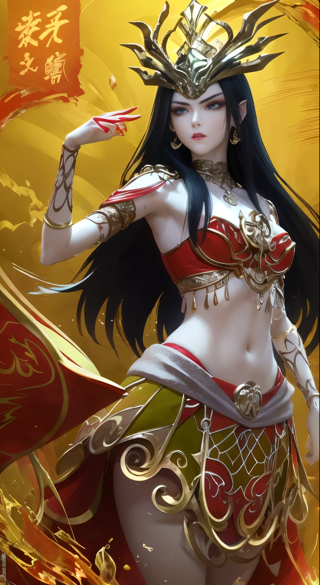 Sozinho，Qian Renxue，todo o corpo，cabelo amarelo，(obra de arte,maximum quality,melhor qualidade,arte oficial,Beautiful and Aesthetics:1.2),(1 garota:1.3),cabelo longo,extremodetalhado,colorida,mais detalhado,(aquarela:1.3),optical mixing,Playful patterns,textura viva,cores ricas,unique visual effect