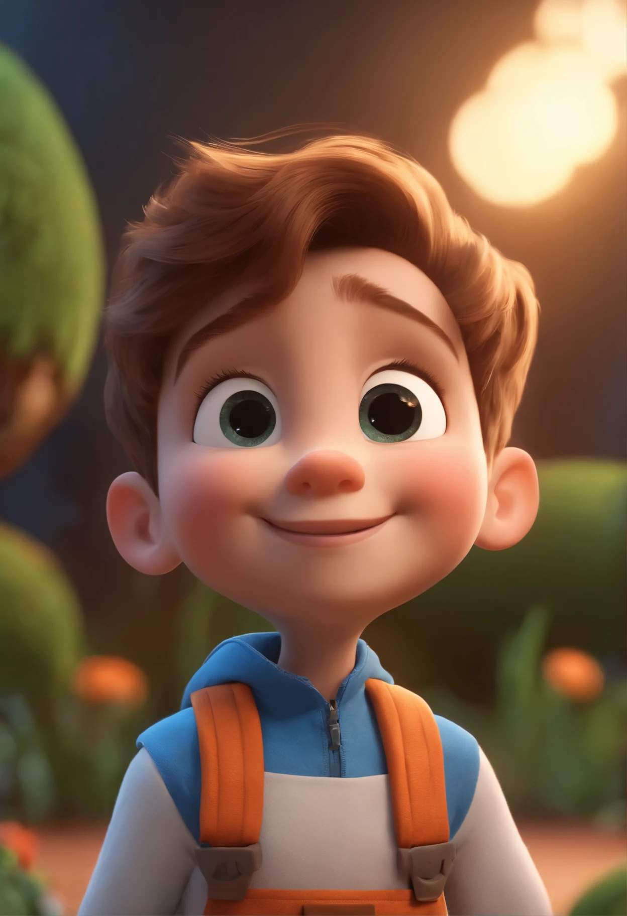 a happy cute ??? standing short hair, vestindo uma fantasia espacial, , fundo branco, barnet, Tom, Estilo Pixar, ....3d, desenhos animados, rosto detalhado, asymmetrical 16k