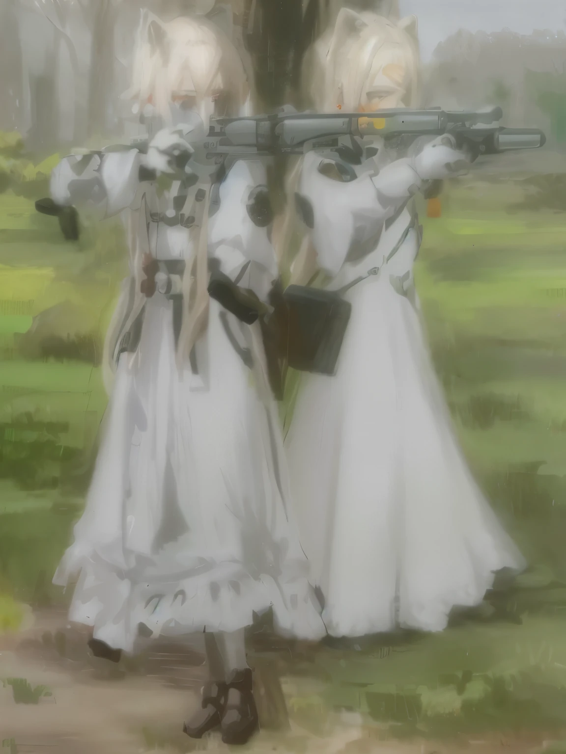 pintura de um grupo de mulheres em vestidos brancos segurando armas, linha de frente das s style, anime empregada nazista ss militar, from linha de frente das meninaalhes finos. linha de frente das meninas, Mene infantaolish, haibane renmei, o branco, linha de frente das meninas, last exile, linha dte das meninas cg, anime maids riding staanks, :14 estilo anime dos anos 80, flowing white robes