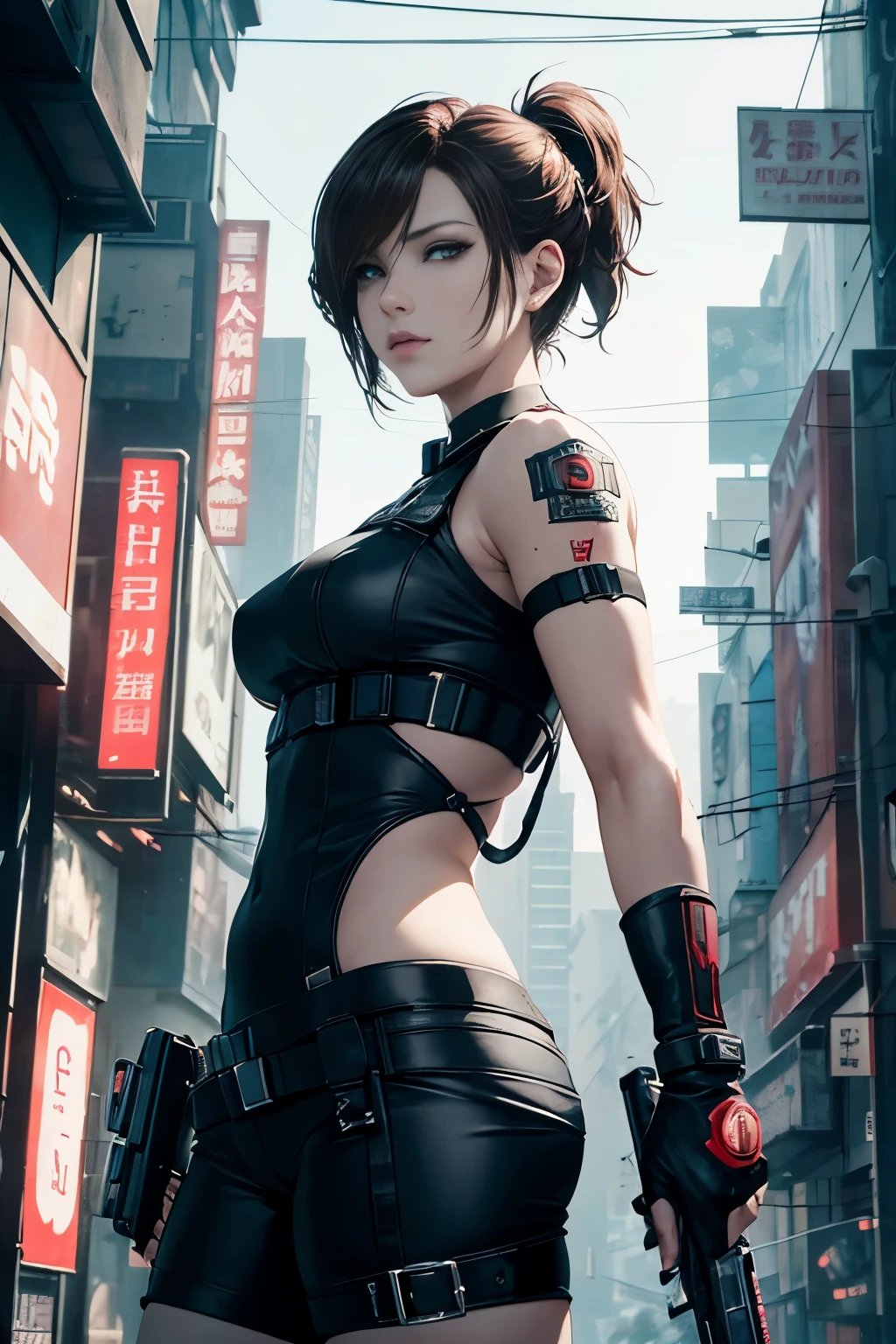 (Resident Evil ada1.5),expensive,Has a well-proportioned body shape,{{{chopped}}},日本warrior,warrior盔甲,woman warrior,{{{Cyberpunk City}}},expensive家,{{{neon light}}},best quality,cyberpunk city,warrior