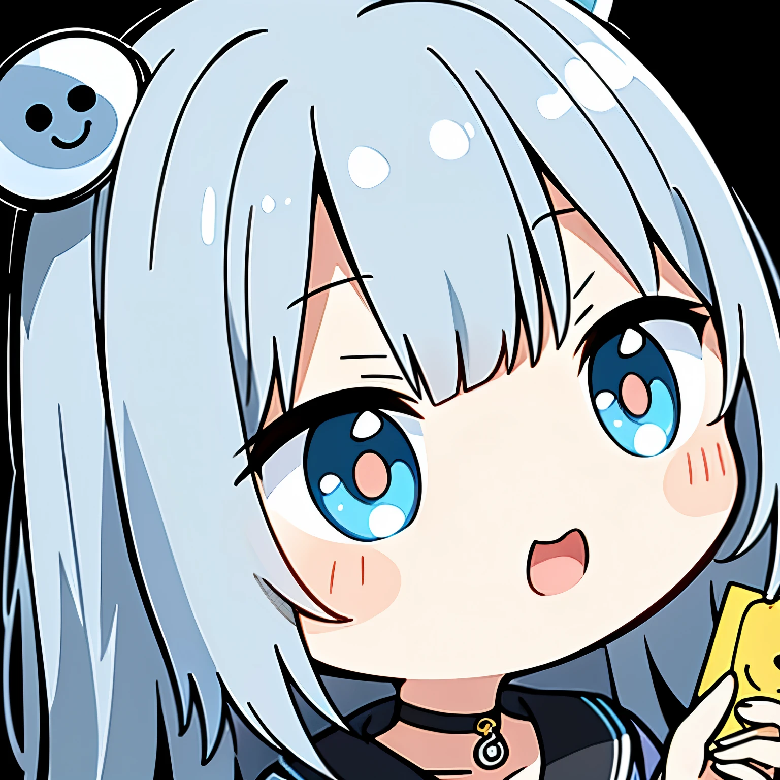 a silver coin with a hand-painted anime character on its front. The chibi girl's deformed features and playful expression make this coin a unique and captivating piece of art. The level of detail in this image will leave you in awe.
