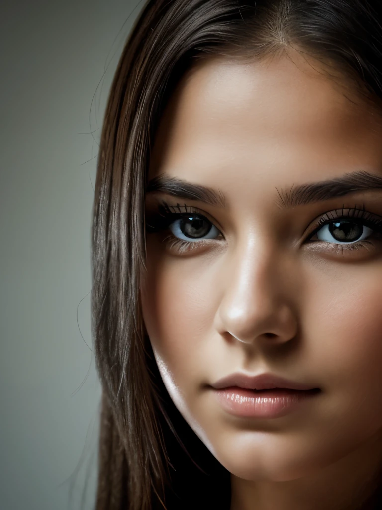 portrait, Young woman, grey eyes, 