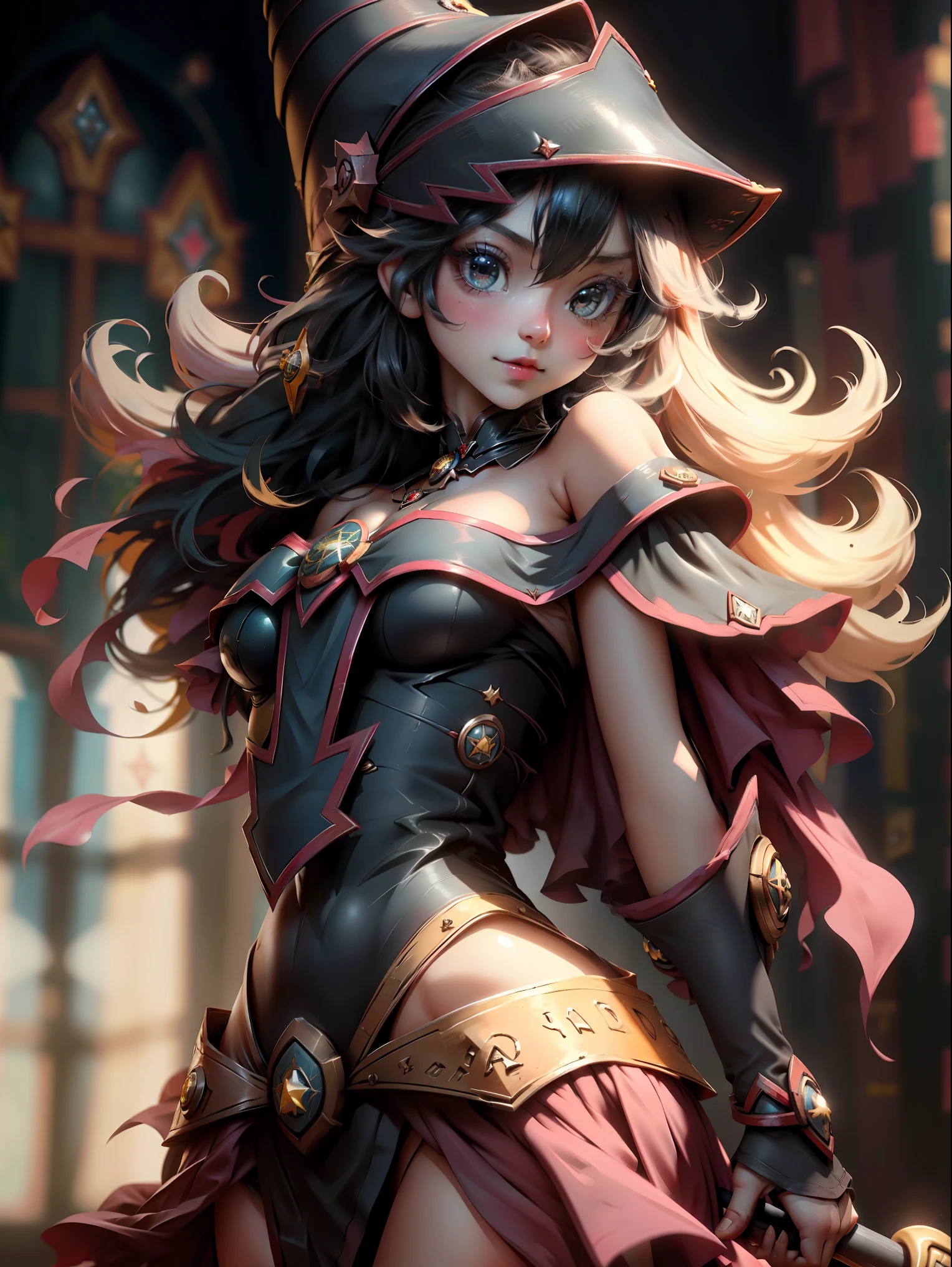 Gils, the 22 year old dark wizard.,He looks back playfully.,El cabello y su esponjosidad,Los ojos son grandes,Divirtiendo,Looking at the camera directly,mejor calidad, obra maestra, A high resolution, Estar rojo en la cara, (sonrisa seductora:0.8), Pupilas bulbosas en forma de estrella., efecto Tyndall, realista, borde iluminado, two tone lighting, (piel de alto detalle:1.2), 8k UHD, digital slr camera, soft lighting, alta calidad, Volumetric lighting, franqueza, Photography, A high resolution