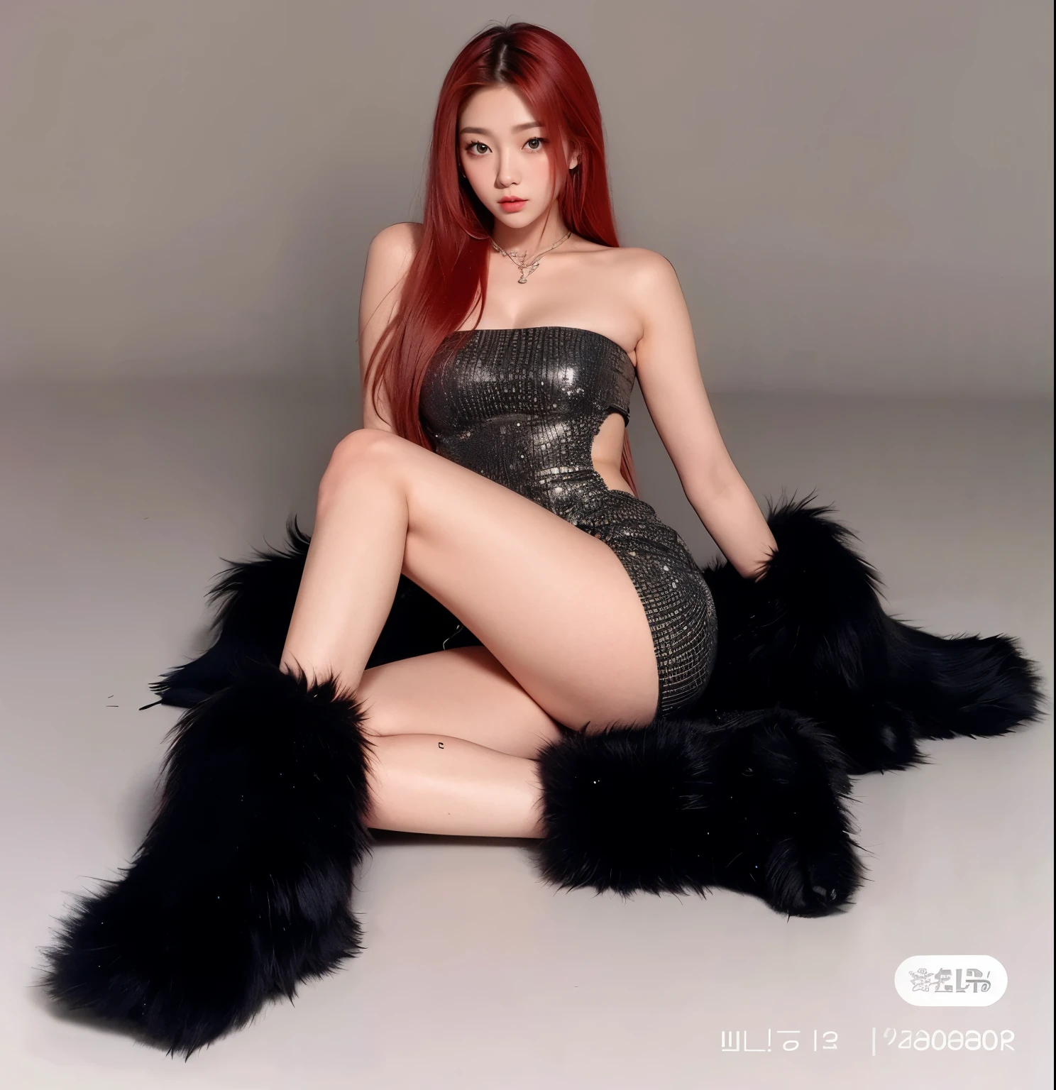 Mujer arafed con un vestido negro recostada sobre una alfombra de piel, fotorrealista!!!!!!! Estilo de Arte, xianxia de cuerpo completo, inspirado en Kim Deuk-sin, inspirado en Sim Sa-jeong, realism artistic style, realistic art style, obra de arte al estilo de guweiz, Hiperrealista N-4, in the Estilo de Arte of bowater, tumblr