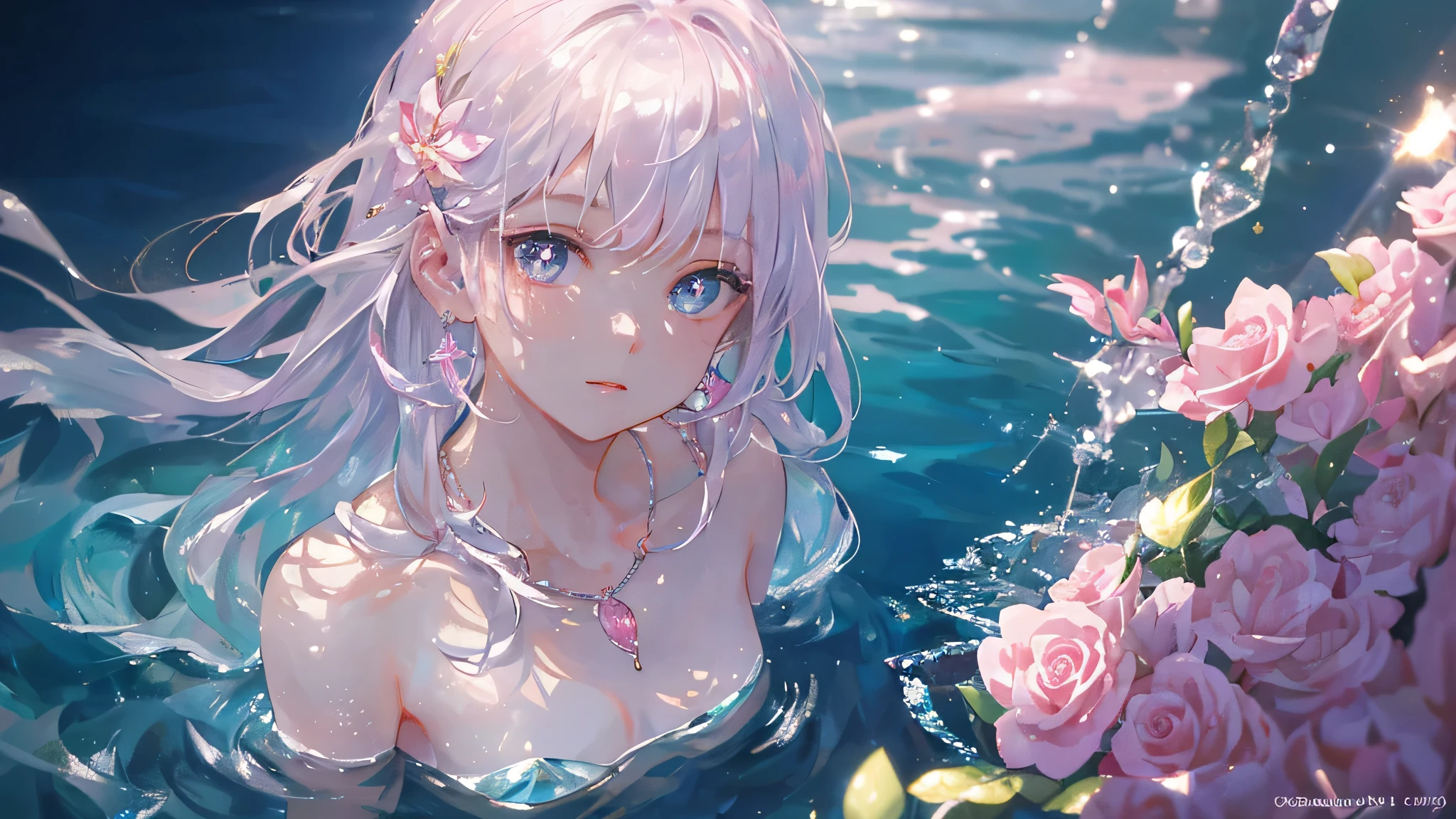 Little girl standing in a deep crack with knees in Monet's pond、Translucent white clothes、1girl in, striated hair, Blonde hair, Purple hair, One side up, Shiny hair, Wet hair, Long hair, Monet, depth of fields, spark of light, letterbox, nffsw, retinas, masutepiece, Anatomically correct, Textured skin, Super Detail, high details, High quality, Best Quality, hight resolution, 1080p, hard disk, 4K, 8K、（open one's legs）（shapely breasts,)、(camel's toe), tongue、Vaginal orchids、Runny Vaginal Discharge、Blowing tide、Very beautiful breasts、Grasp your breasts with both hands、 Spread your legs、sexual excitement、Sex Expressions、shinny skin。Photorealsitic:1.37)、Medium Hair、(Pink blush)、(独奏)、((erectile nipple))、(Puffy eyes:1.２)、 (Slim legs)、erotick、nffsw, , ((she is soaking wet)).((No underwear))