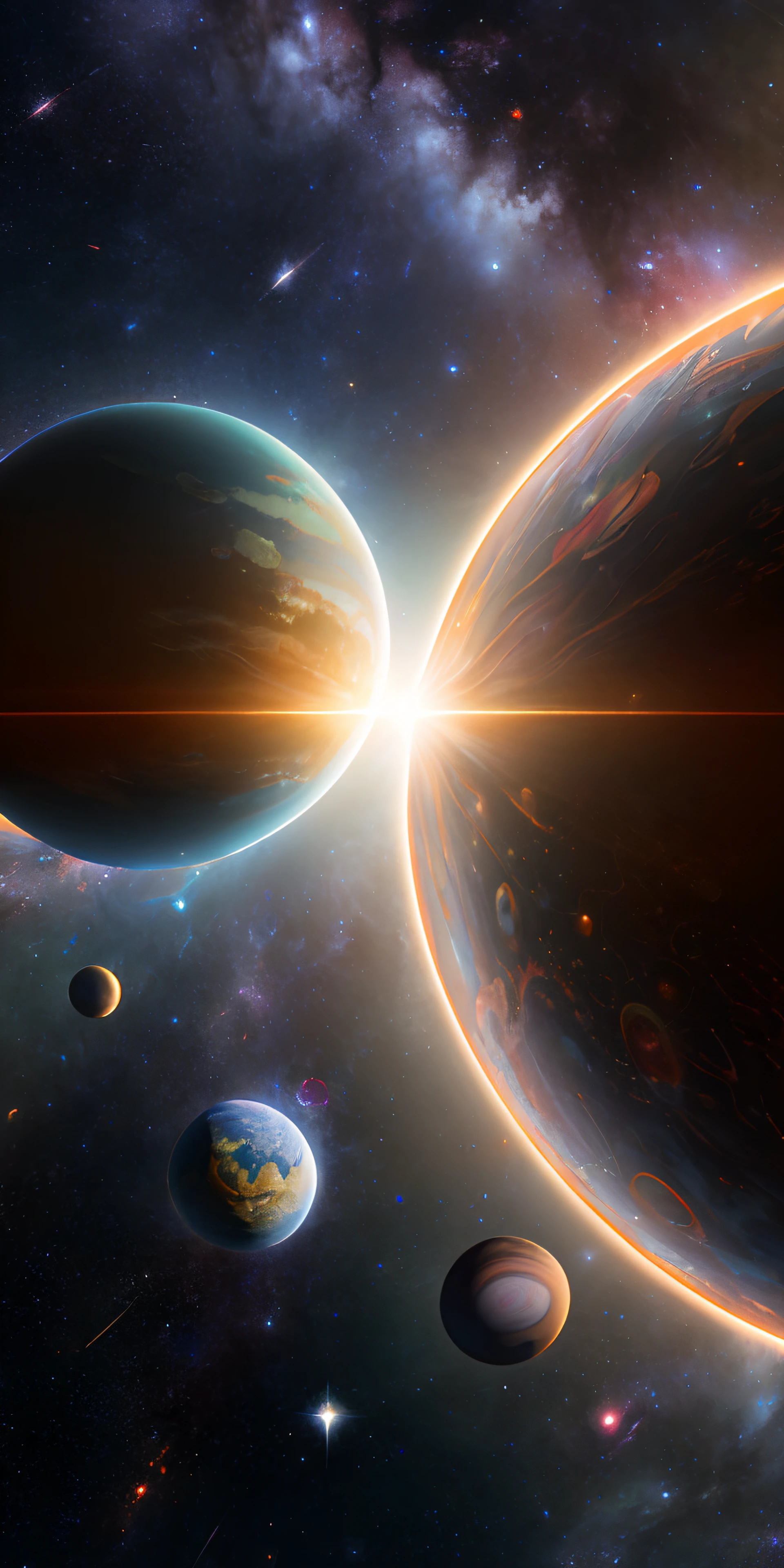 obra de arte, melhor qualidade, alta qualidade, extremamente detalhado CG unity 8k wallpaper, profundidade de campo, hdr,,fotorrealista,extremamente detalhado, intricado, Alto detalhe, universo, space, Galaxy, estrelas, planetas, astronomia, cosmos, celestial, nebulosa, buraco negro, sistema solar, cosmic rays, Super Nova, deep space, astronomical objects