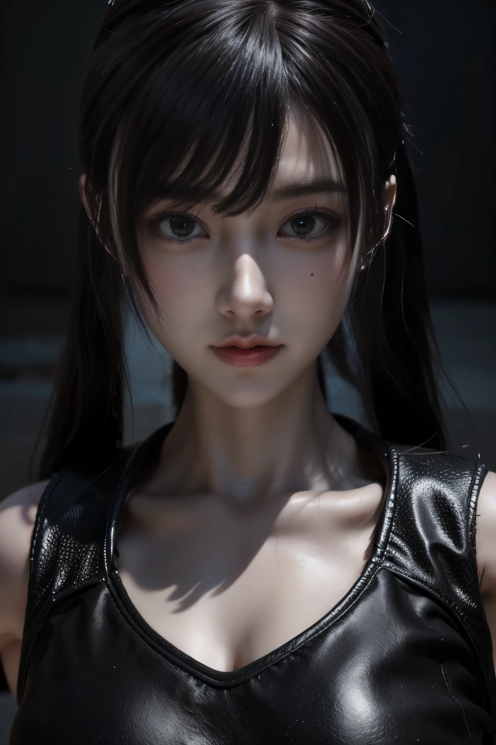 Game art，The best picture quality，Highest resolution，8K，(A bust photograph)，(Portrait:1.5)，(Head close-up)，(Rule of thirds)，Unreal Engine 5 rendering works， (The Girl of the Future)，(Female Warrior)， 
20岁少女，An eye rich in detail，(Big breasts)，优雅高贵，冷漠，勇敢的，
(Future style combat suit combining the characteristics of ancient armor，Ancient runes of light，Combat accessories with rich details，Metallic luster)，Future police，赛博朋克人物，

拍照姿势，简单背景，Movie lights，Ray tracing，Game CG，((3D Unreal Engine))，oc渲染反射纹