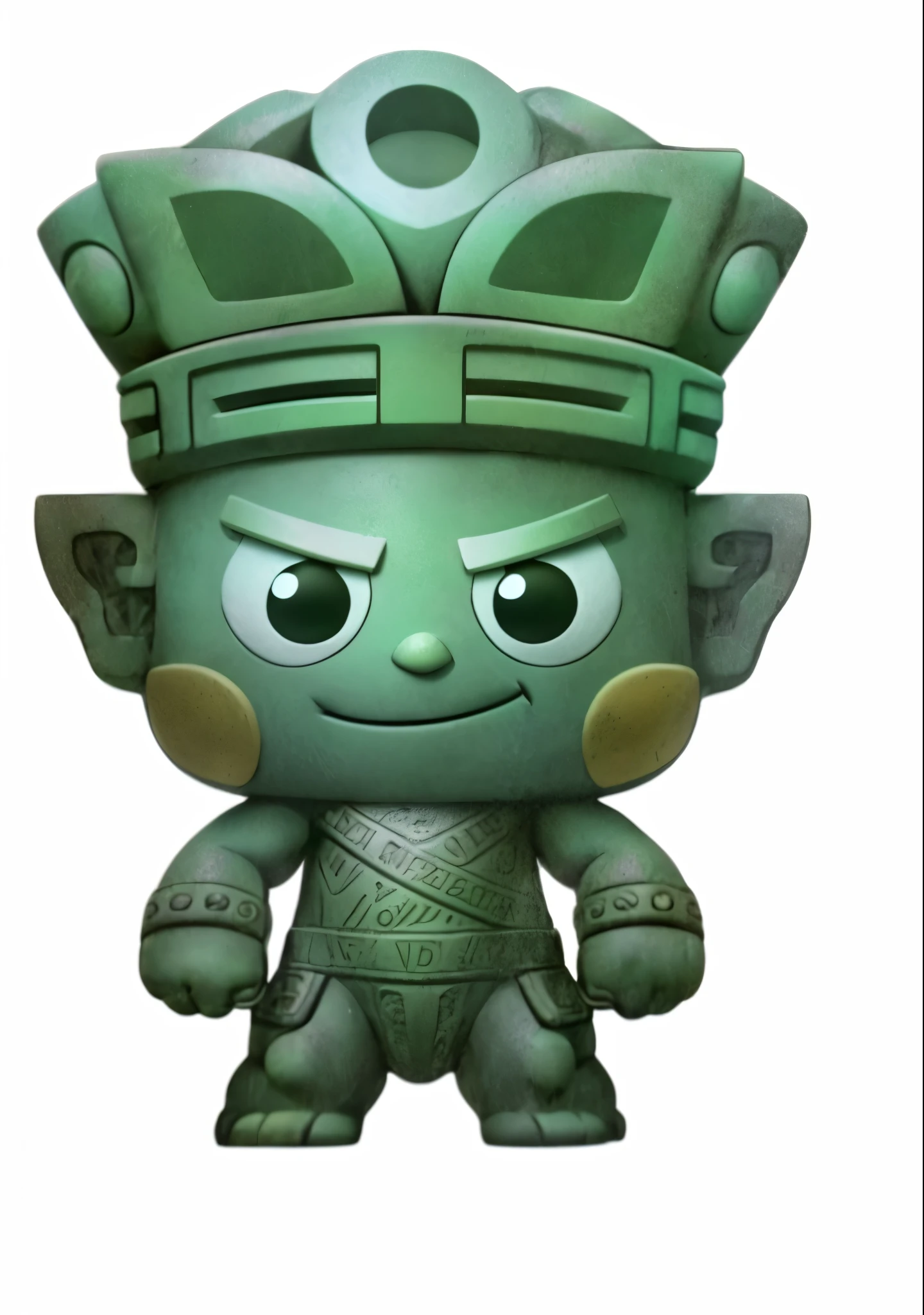 Mascot with smooth face and no bulges,Bronze tripod anthropomorphic 3D modeling model c4d rendering ultra-light clay material blind box hand-made style clean background,pastel colors,Fine line drawings,8k yellow paper ultra-clear IP image design mascot personification cute color unified bronze bronze texture bronze material map bronze material texture