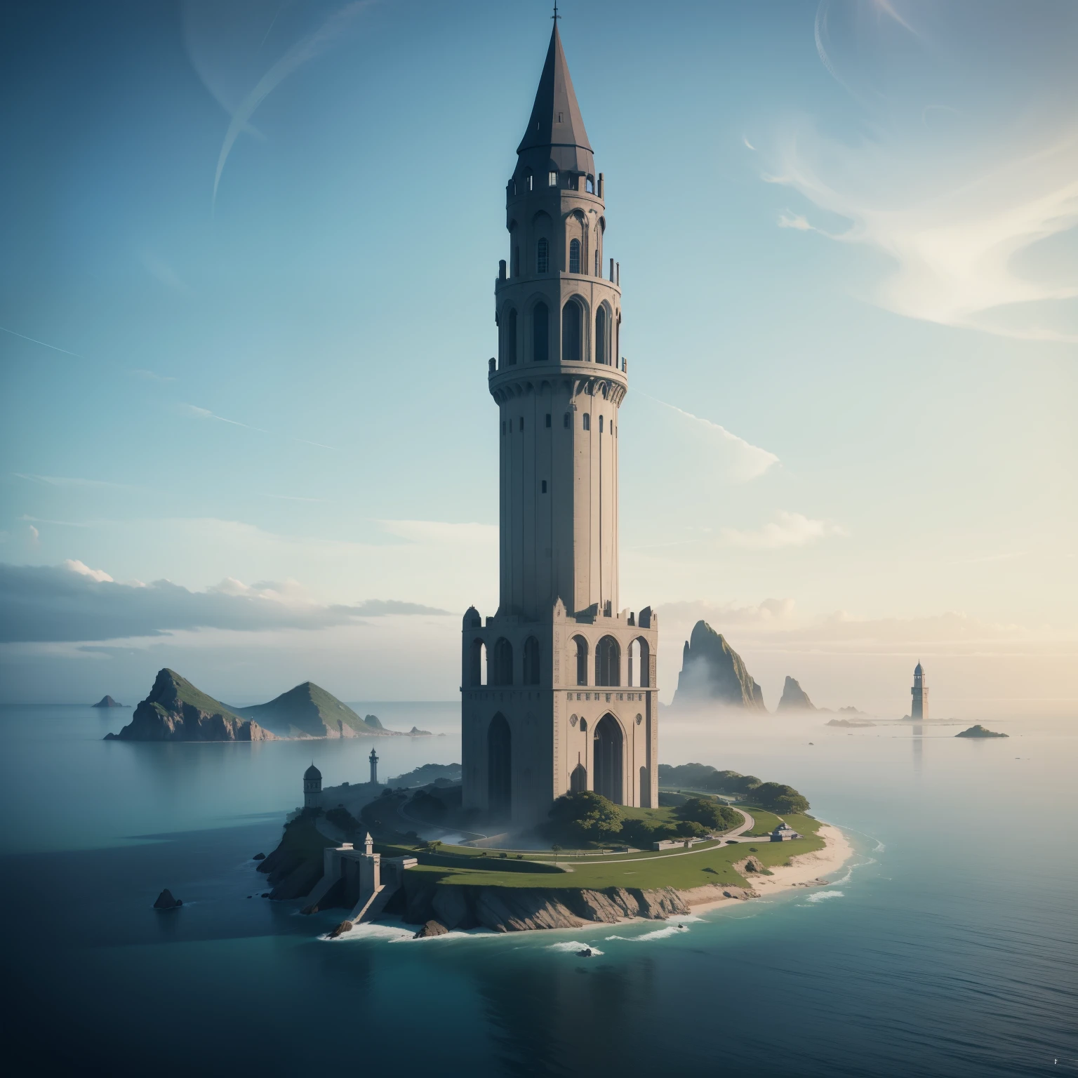 In the tranquil expanse of the sea, a solitary island emerges, shrouded in an enchanting fog. At its heart, the silhouette of a grand tower stands tall, reaching out to the boundless heavens. This is the mystical realm of Acilares.
In this 2D game design style logo, the word "Acilares" is written in bold, clean lines, evoking a sense of profound mystery. The background is depicted in minimalist fashion, with the island and its tower rendered in subtle details, allowing the viewer's imagination to fill in the gaps. The island is encircled by an ethereal fog, its shifting tendrils