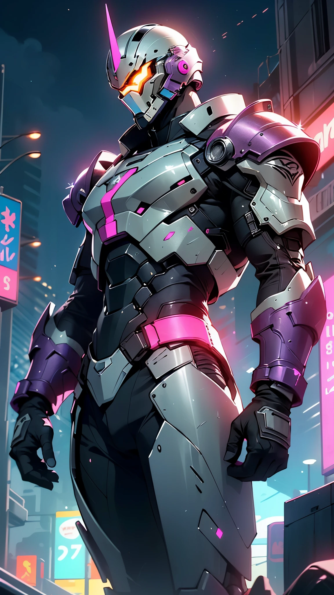 (man:1.5),muscular man in mecha armor,(((1man))),((man muscular in mecha armor)),
((exaggerated muscles,exaggerated shoulders,very muscular and huge)),man chest,((((muscular,muscular man,tall,big biceps,abs,big thighs,broad shoulders)))),
mandalorian helmet,underwater armor,mecha armor,full of weapons,((LED lights, RGB lights,black and neon blue armor)),((wet armor,intricate armor,detailed armor)),
(dynamic pose:1.0),solo focus,(centered,scale to fit dimensions,Rule of thirds),
cyberpunk city by the ocean at night, with bright neon signs and dark stormy clouds and puddles, scenery:1.25,nighttime, starry night, cosmos,Very dark night that makes the neon lights stand out, very bright neon lights,nighttime, starry night, cosmos,
highres, sharp focus, (ultra detailed, extremely detailed), (photorealistic artwork:1.37),(extremely detailed CG unity 8k wallpaper),((synthwave background theme)),(((vibrant colors))),(intricate background),(masterpiece),(best quality),
