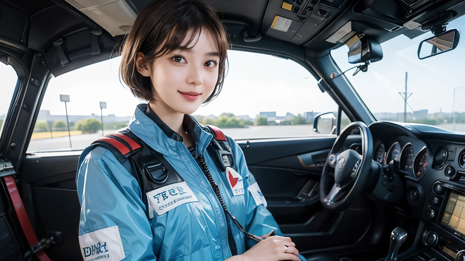 164
Shorthair, (a 20 yo woman, standing), A hyper-realistic, gentle smile, sci-fi cool suit, (口紅), in the cockpit of an old fashioned fighter aircraft