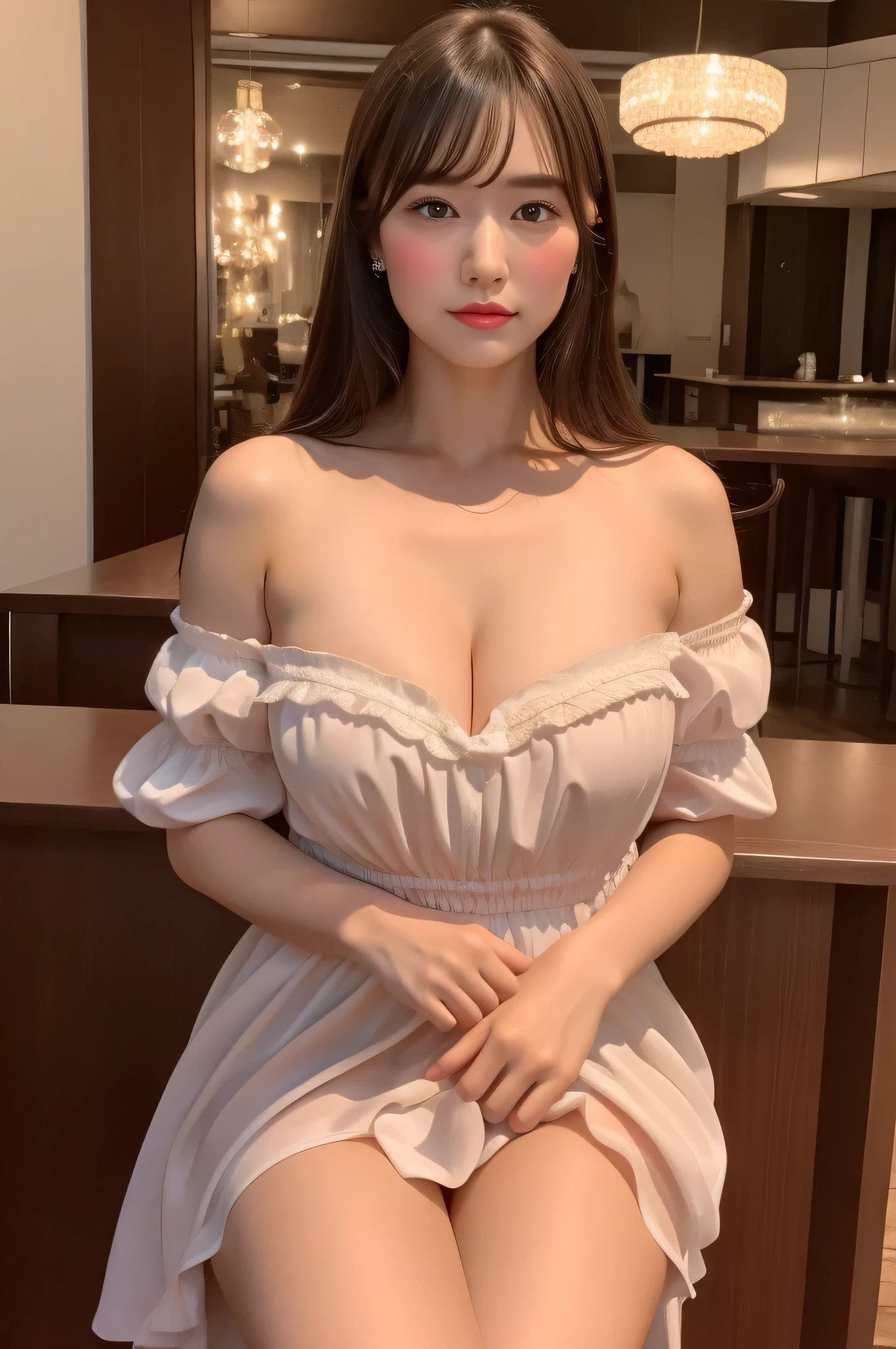 ((top-quality、8K、​masterpiece:1.3))、japanes、girl with、medium tits、with round face、bbw、A sexy、red blush、Whip whip、thighs thighs thighs thighs、cute little、ball gown