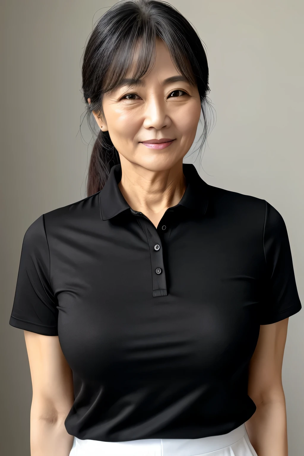 high level of image quality、black shirt、mature middle-aged women、good shape