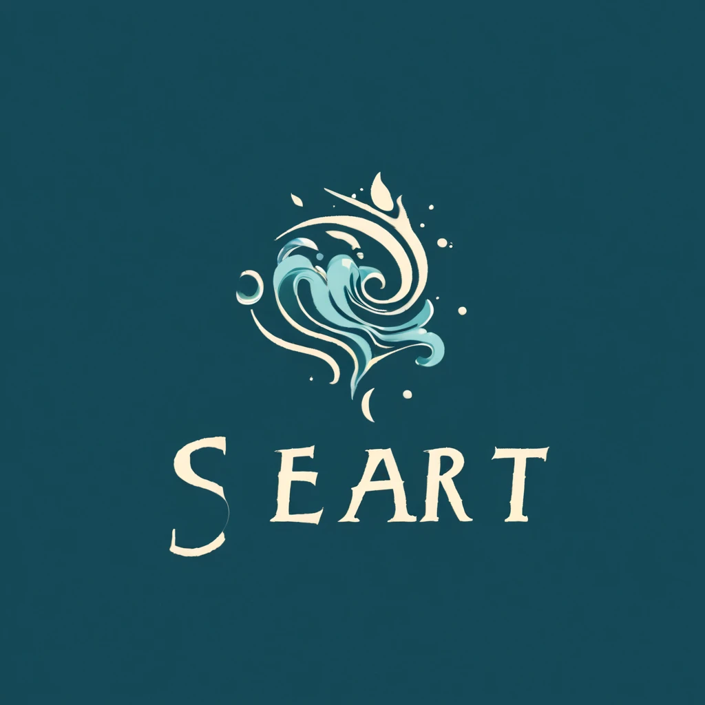 Logo "seaArt", text as "seaArt", creative Font Design, typeface, spirit of water, Message card design, txt says "seaArt"