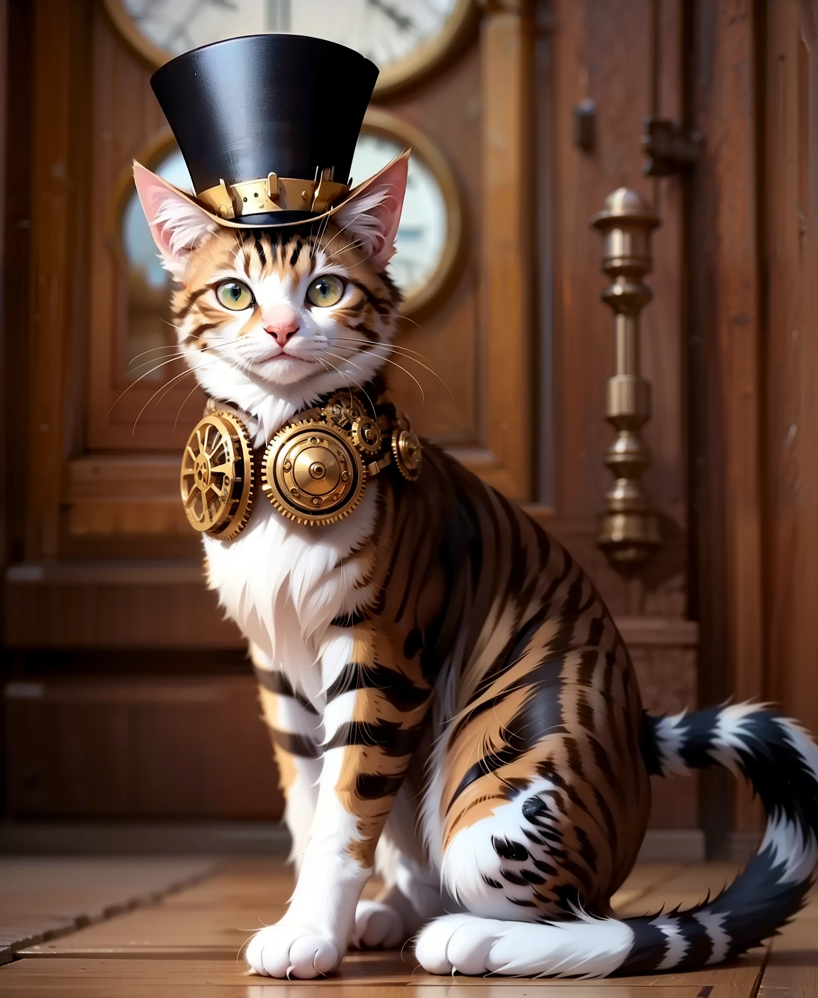 Cat with a top-hat, steampunk style