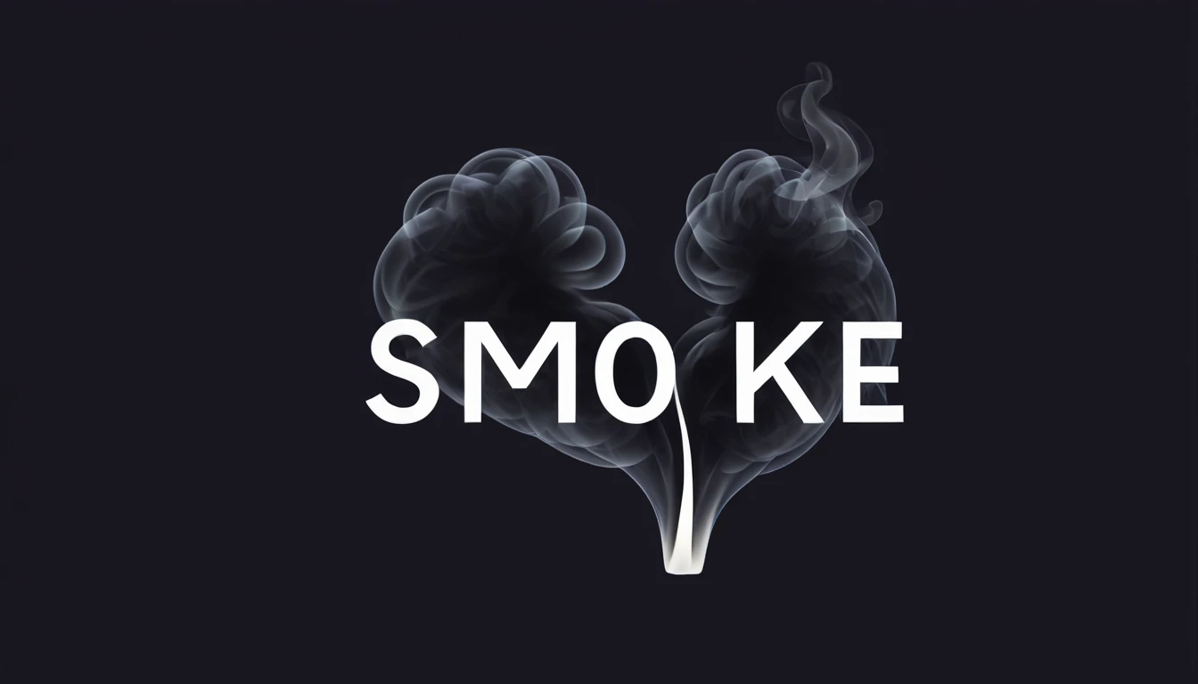 Logo "smoke", text as "smoke", creative Font Design, typeface, spirit of smoke, Message card design, magical letter-shaped lungs, black lungs, txt says "smoke"
