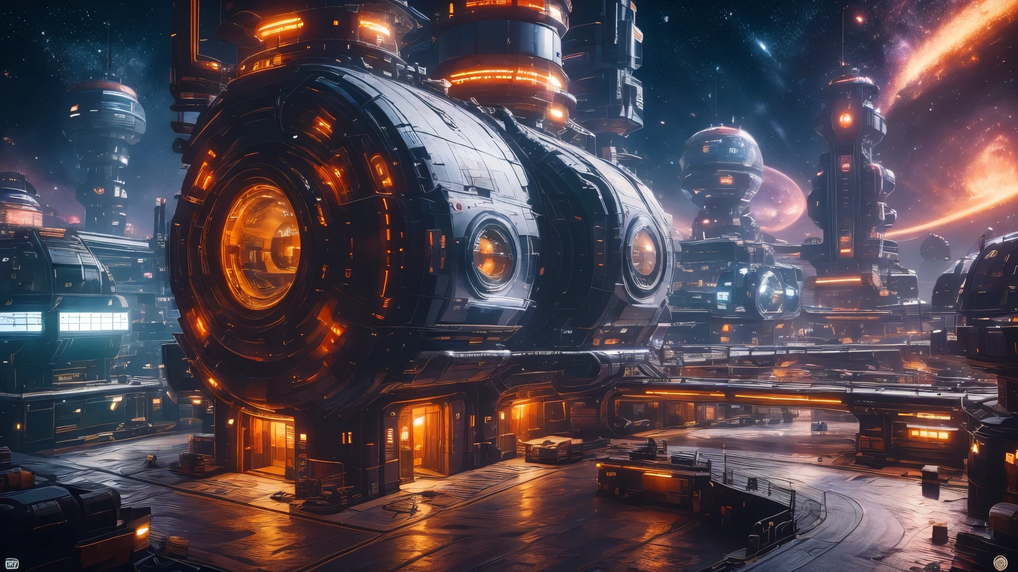 COMG3O,a space station floating in the vastness, bustling with activity, an architectural marvel with sleek designs and cutting-edge technology, surrounded by the awe-inspiring beauty of the cosmos, astronauts in futuristic spacesuits performing experiments and conducting research, a bustling hub of scientific exploration and innovation, with a panoramic view of the Earth below, shimmering with city lights and glowing in vibrant hues, a bustling metropolis in space, with towering skyscrapers and interconnected tunnels, filled with diverse cultures and bustling markets, a fusion of humanity's achievements and dreams, an emblem of our boundless curiosity and ambition, bathed in the soft glow of starlight and illuminated by the mesmerizing colors of the Northern Lights, a testament to the marvels of engineering and the indomitable spirit of exploration, casting a spell of wonder and inspiration. (best quality,4k,8k,highres,masterpiece:1.2),ultra-detailed,(realistic,photorealistic,photo-realistic:1.37),HDR,UHD,studio lighting,ultra-fine painting,sharp focus,physically-based rendering,extreme detail description,professional,vivid colors,bokeh,portraits,landscape,horror,anime,sci-fi,photography,concept artists,colorful and vibrant,subtle and ethereal,immersed in a warm and golden glow,soft and diffused lighting,creating a sense of tranquility and serenity