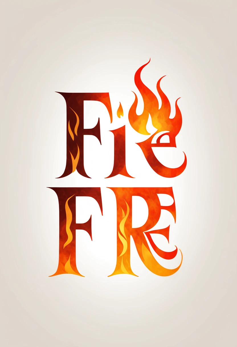 Logo "fire", text as "fire", creative Font Design, typeface, spirit of fire, Message card design, magical letter-shaped flame, magical flame, txt says "fire"