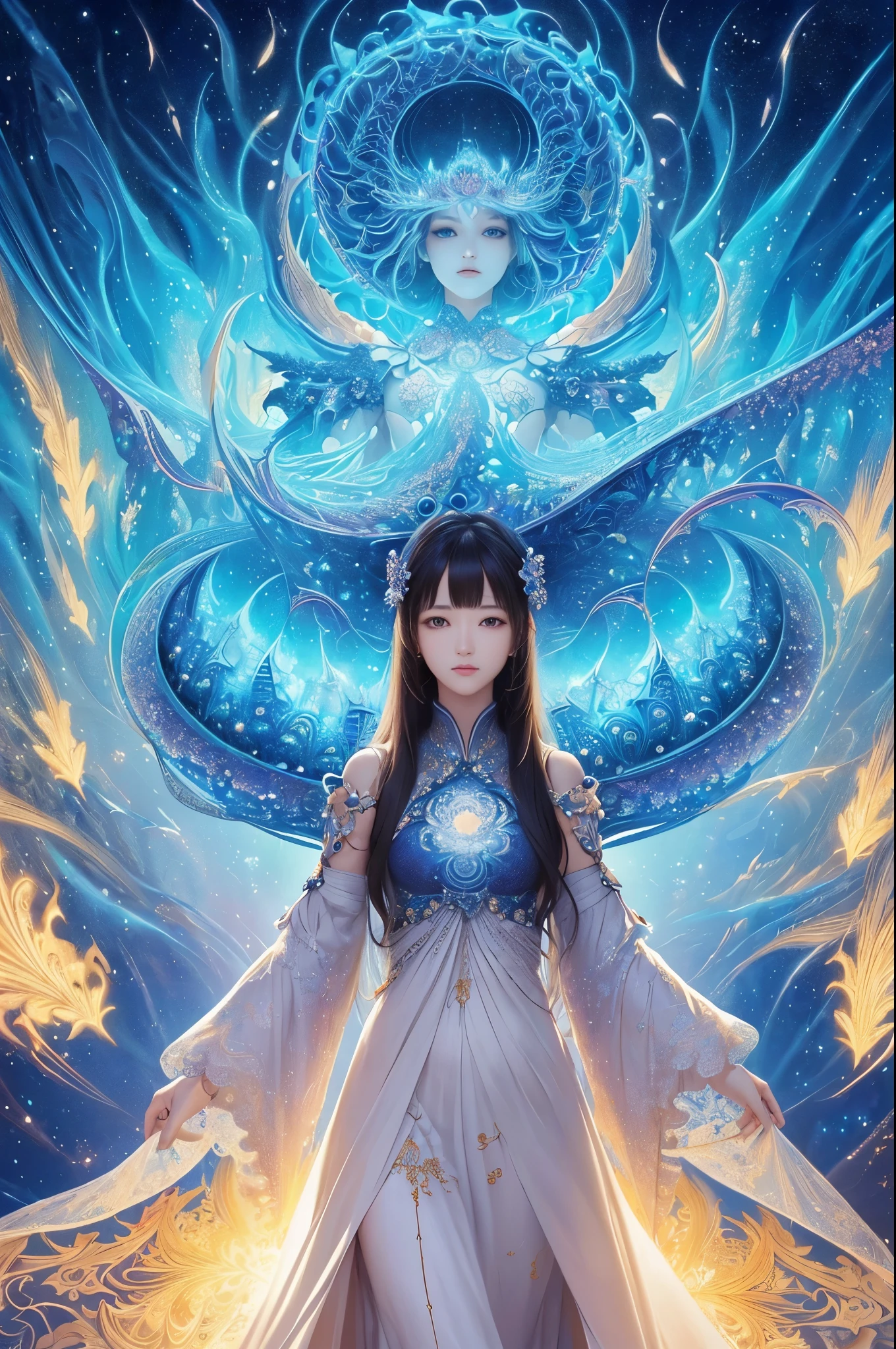 ultra-detailliert、Fractal Art、krystal、masterpiece、top-quality、超A high resolution、(masterpiece、top-quality、top-quality、Official art、Beautifully Aesthetic:1.2)、ighly detailed、(Fractal Art:1.3)
