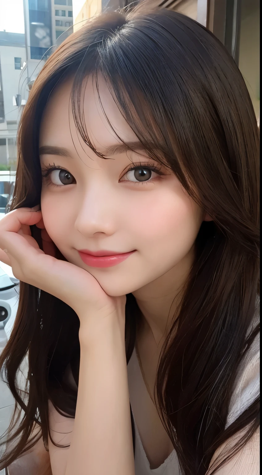 table top, highest quality, shape, Super detailed, finely, High resolution, 8k wallpaper, 完璧なダイナミックな構shape, beautiful and detailed eyes, winter dress,medium hair, small breasts, natural color lip, random sexy pose,smile,big city、20 year old girl、midnight、beautiful and detailed face、perfect and beautiful face,Big eyes、RAW photo、Spread your arms and legs wide apart、beautiful and detailed eyes、small face、beautiful duplex、slim face and style、Look up and look sexy and sweet