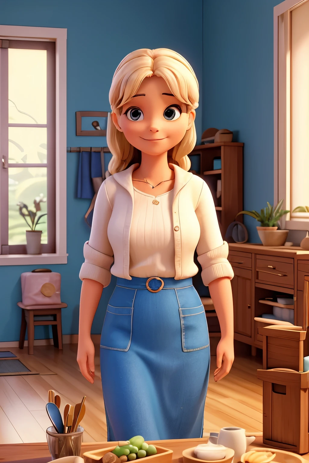 Visualize uma mulher de 32 anos, mother and dedicated to managing her home, immersed in your home care routine in a modern and cozy environment. Its radiant expression reflects the attention given to organizing and cultivating a harmonious home, while high-quality household items and gardening tools complement the setting. The delicate texture of the items and soft lighting reveal not only a well-kept home, but also the confidence emanating from its harmonious environment. This prompt aims to capture the essence of an authentic, balanced home, destacando a harmonia entre a maternidade e os cuidados com o lar, providing a unique representation for your brand in a realistic 3D context.