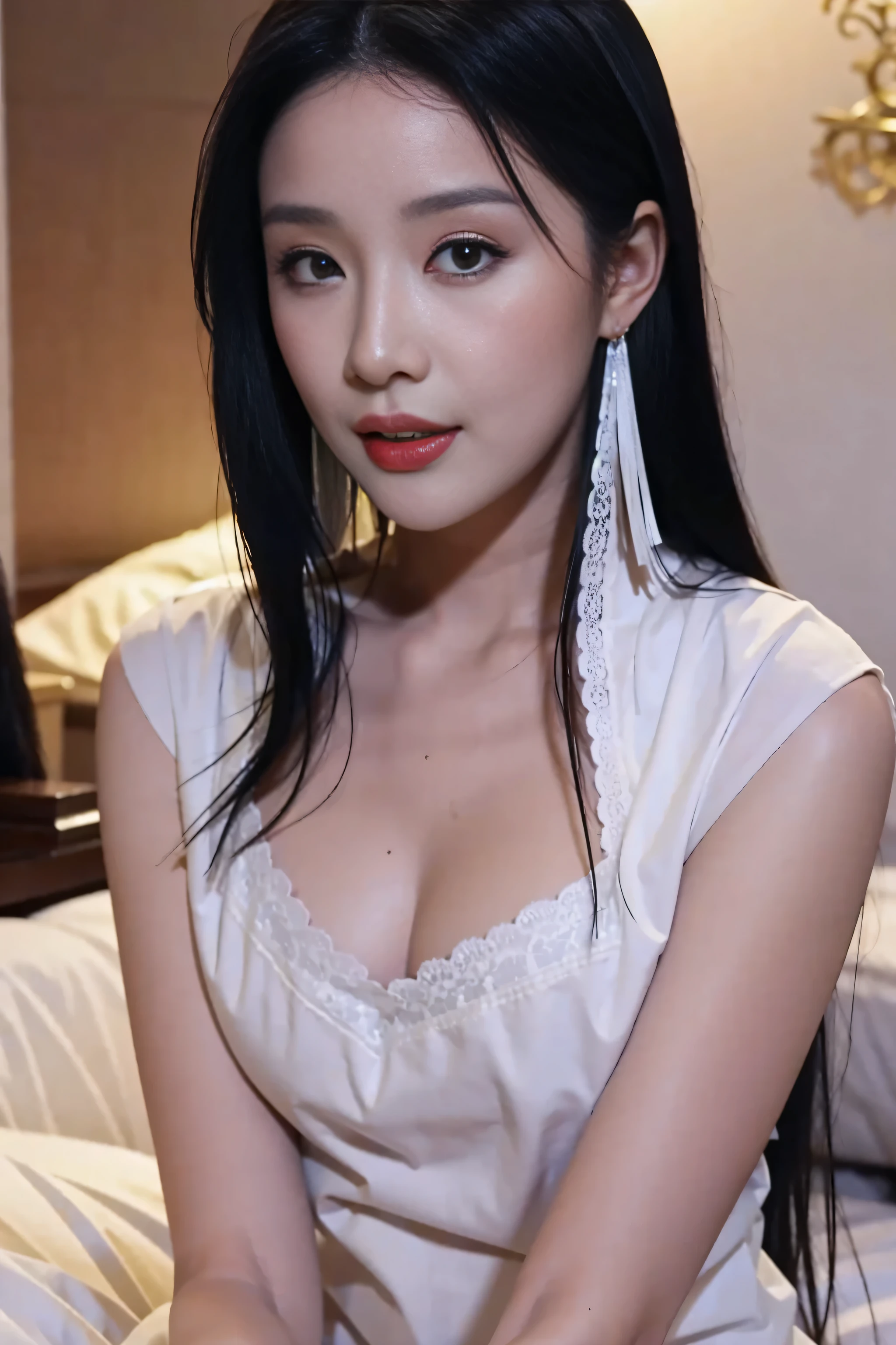 lying on a bed showing off her big fat ass cheeks wearing lingerie, ass focus ((masterpiece, best quality)), blonde pigtails hair, dark eye-shadow makeup around her eyes, dark mascara, thicc body, wide hips, big butt cheeks, large natural hanging breasts, intricate details, high quality, (photorealistic), (rich:1.4), ultra realistic 8k cg, picture-perfect face, flawless, clean, masterpiece, professional artwork, famous artwork, cinematic lighting, cinematic bloom, perfect face, beautiful face, beautiful eyes, 1girl, jihyo from twice, short dark hair, jihyo, kpop idol, standing in a fancy bedroom