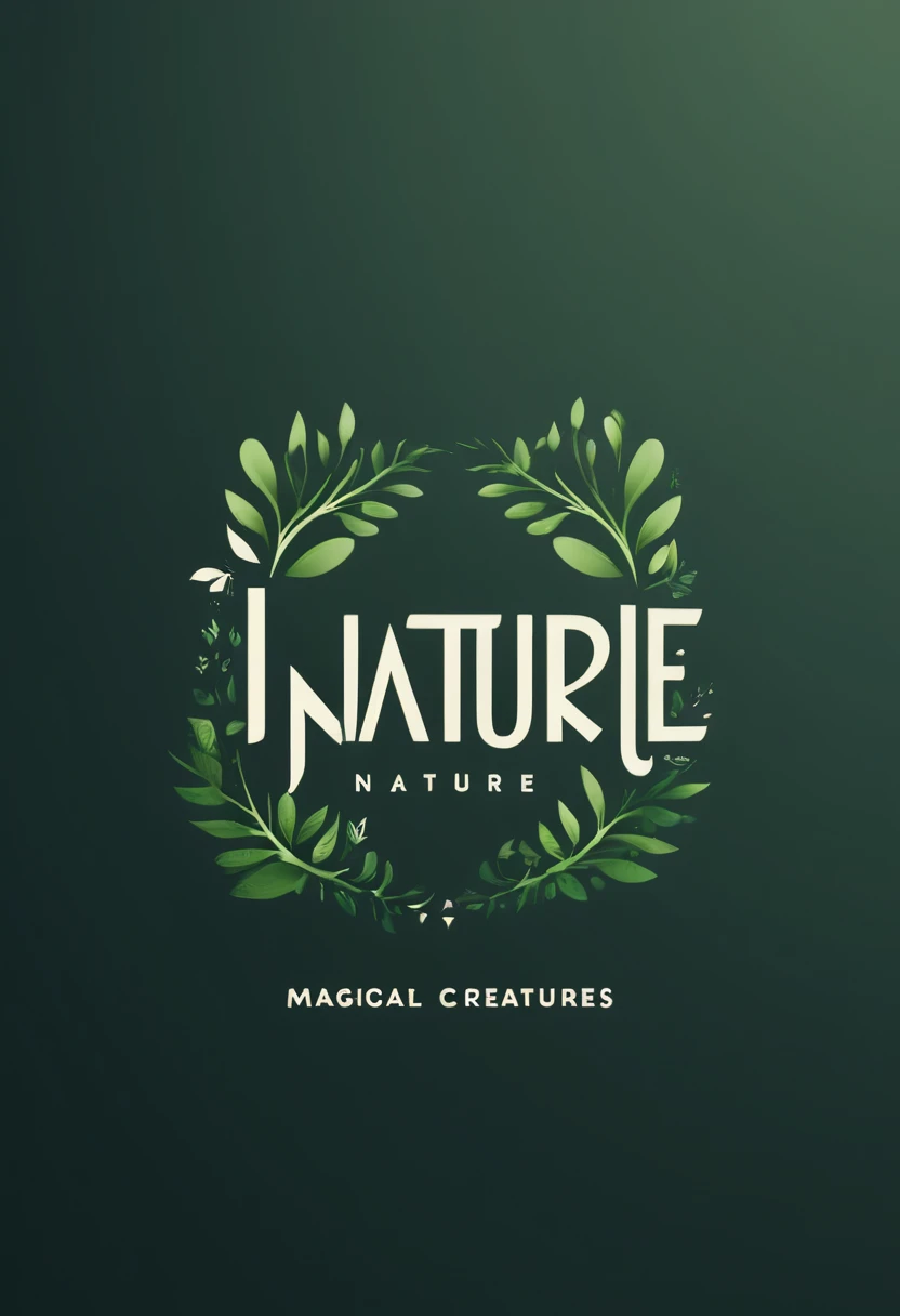 Logo "nature", text as "nature", creative Font Design, typeface, spirit of nature, magical letter-shaped animals, magical creatures, txt says "nature"